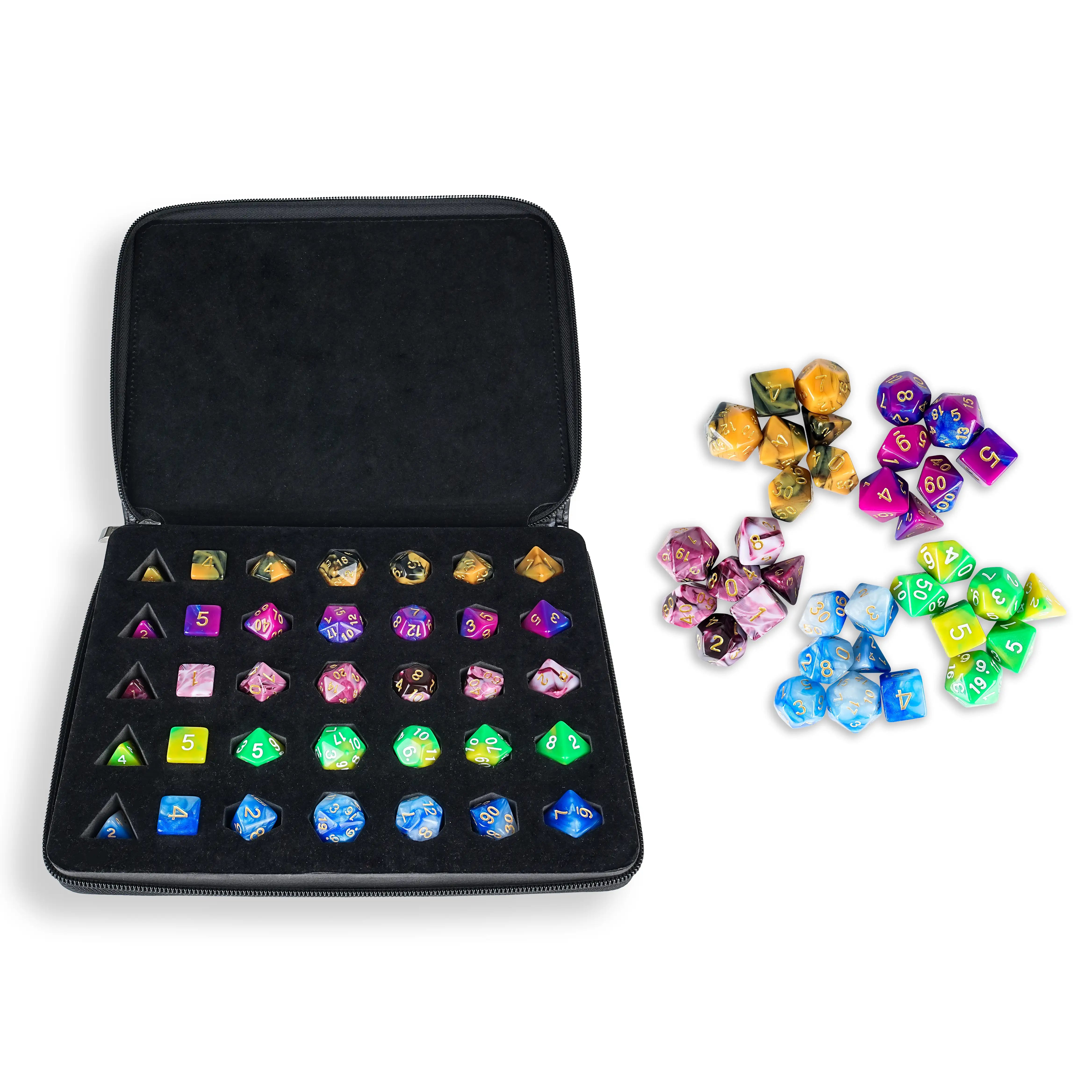 5-piece DND dice set bundled with dice bag - acrylic RPG game dice set