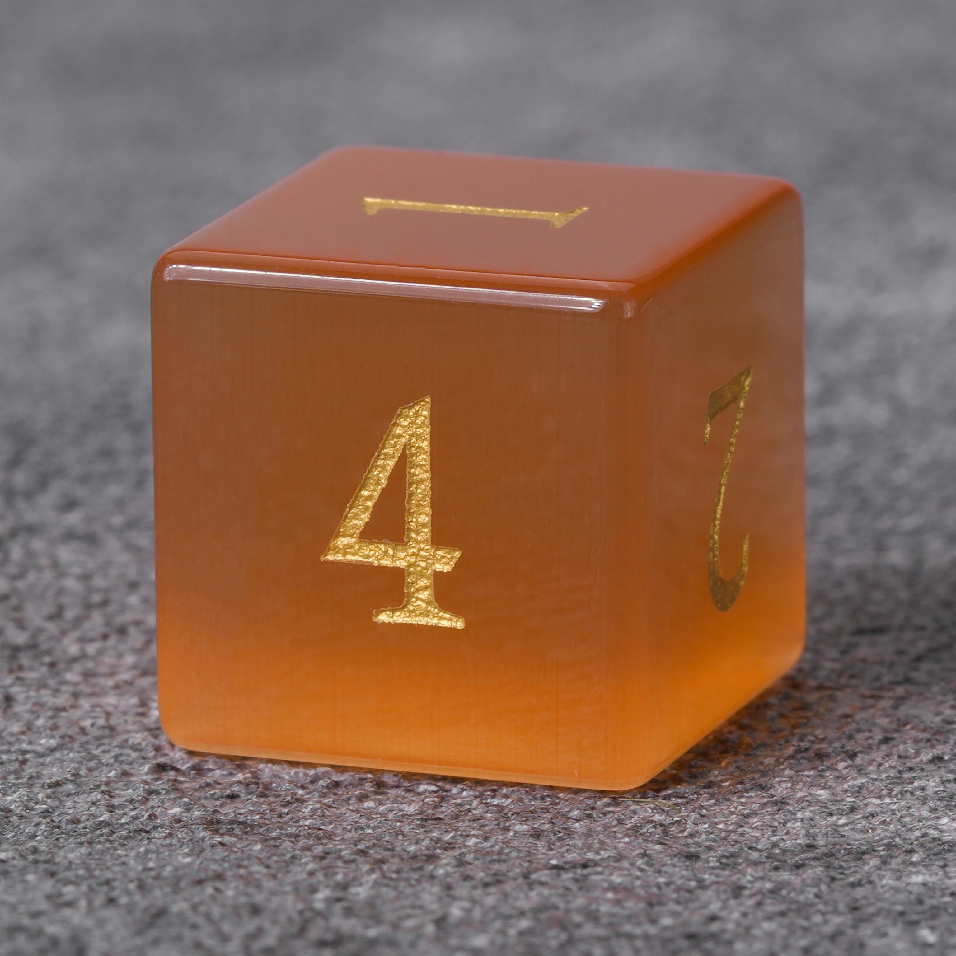 Orange Cat's Eye DND Gemstone Dice Set
