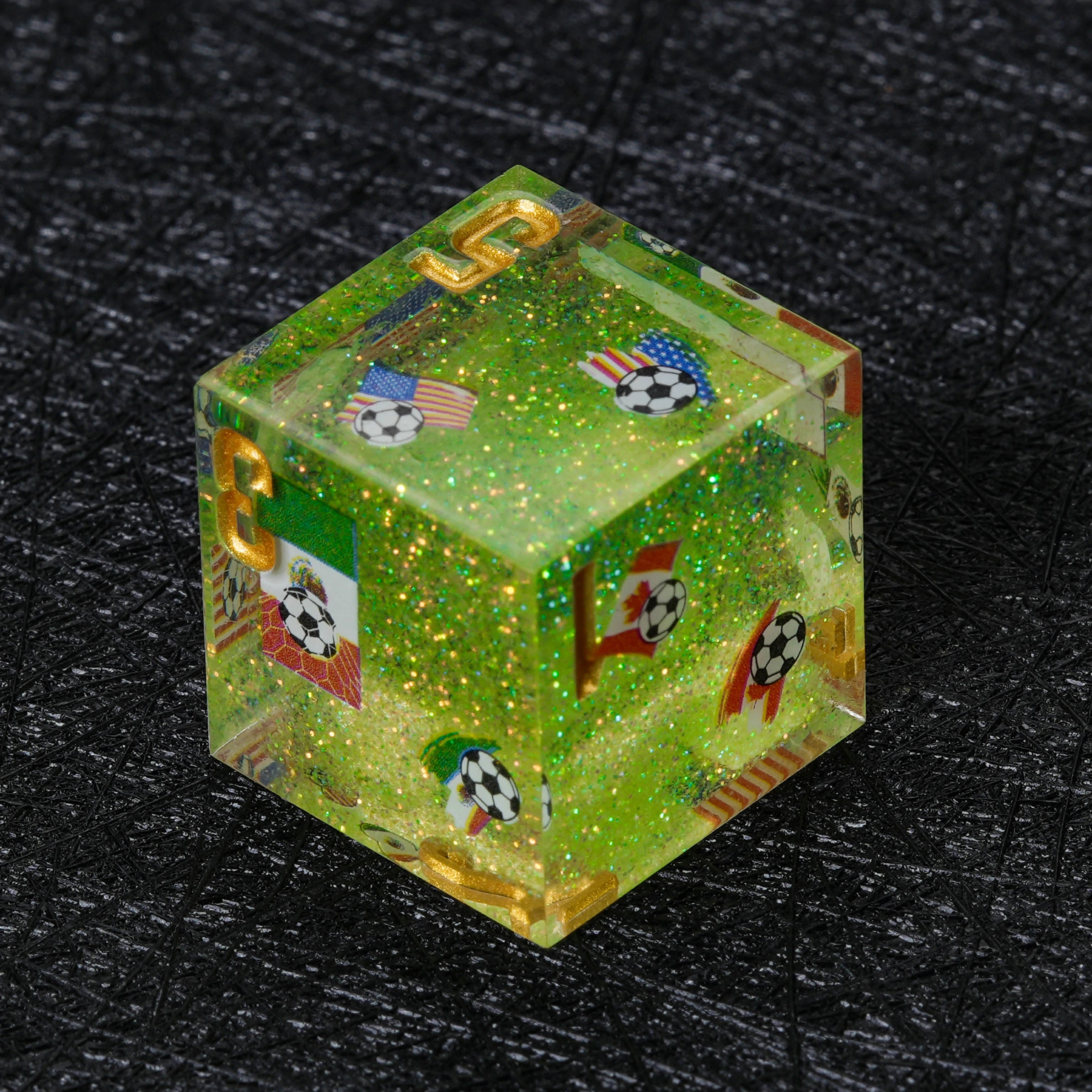 World Cup DND Resin Dice Set – USA Canada Mexico Kickstarter Green Glitter
