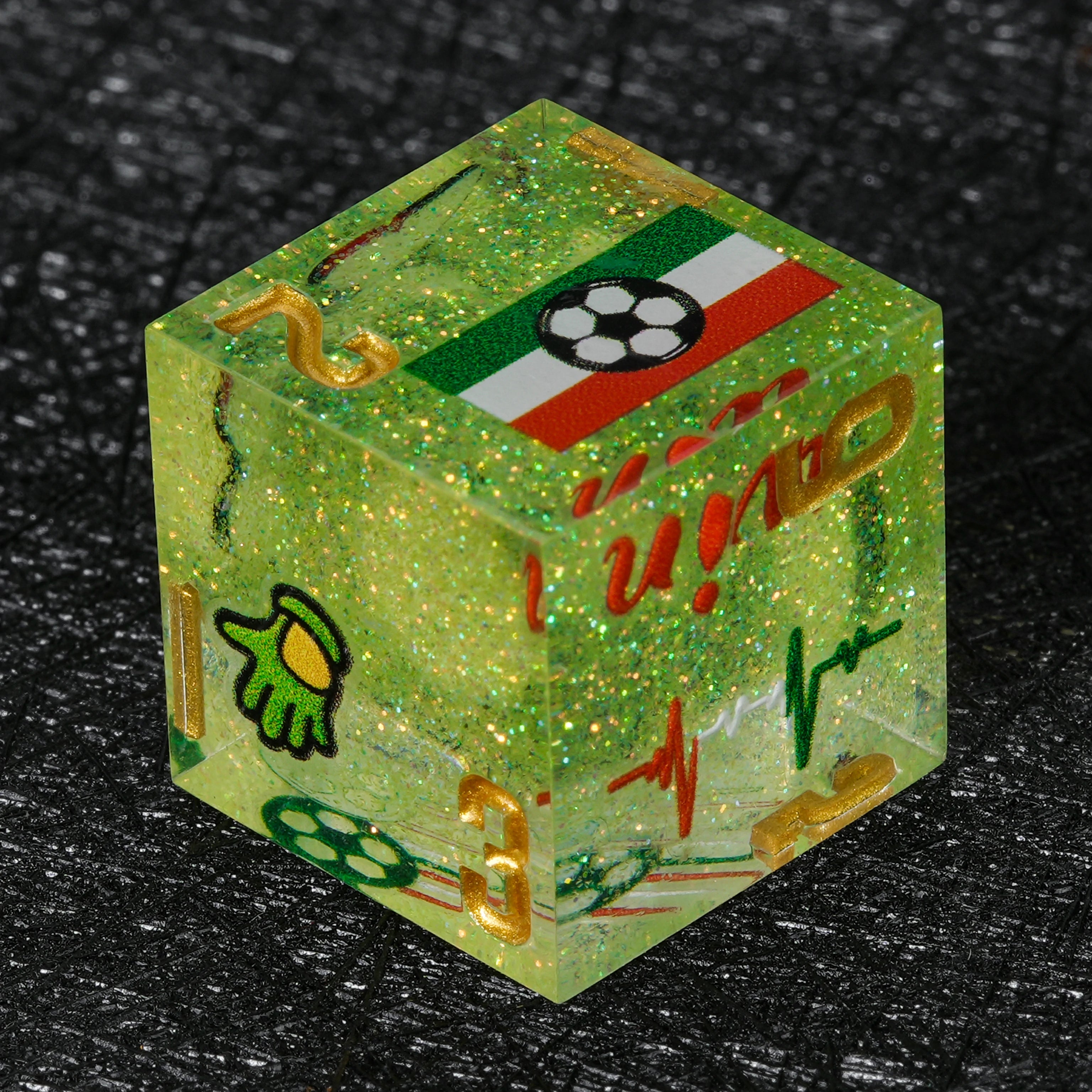 Mexico Soccer DND Resin Dice Set | World Cup Green Glitter RPG Dice