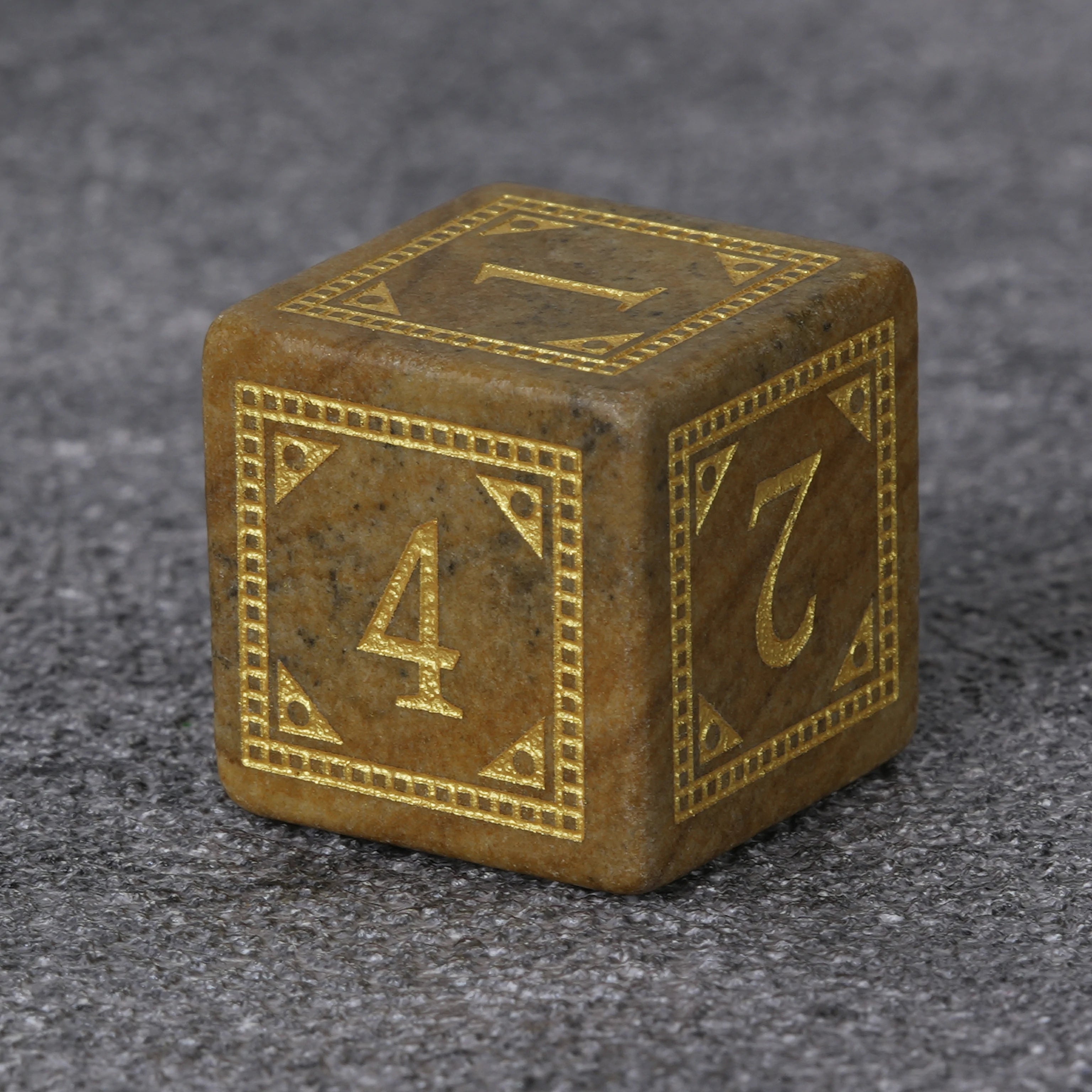 Yellow-Brown Geometric Totem Gemstone Dice Set