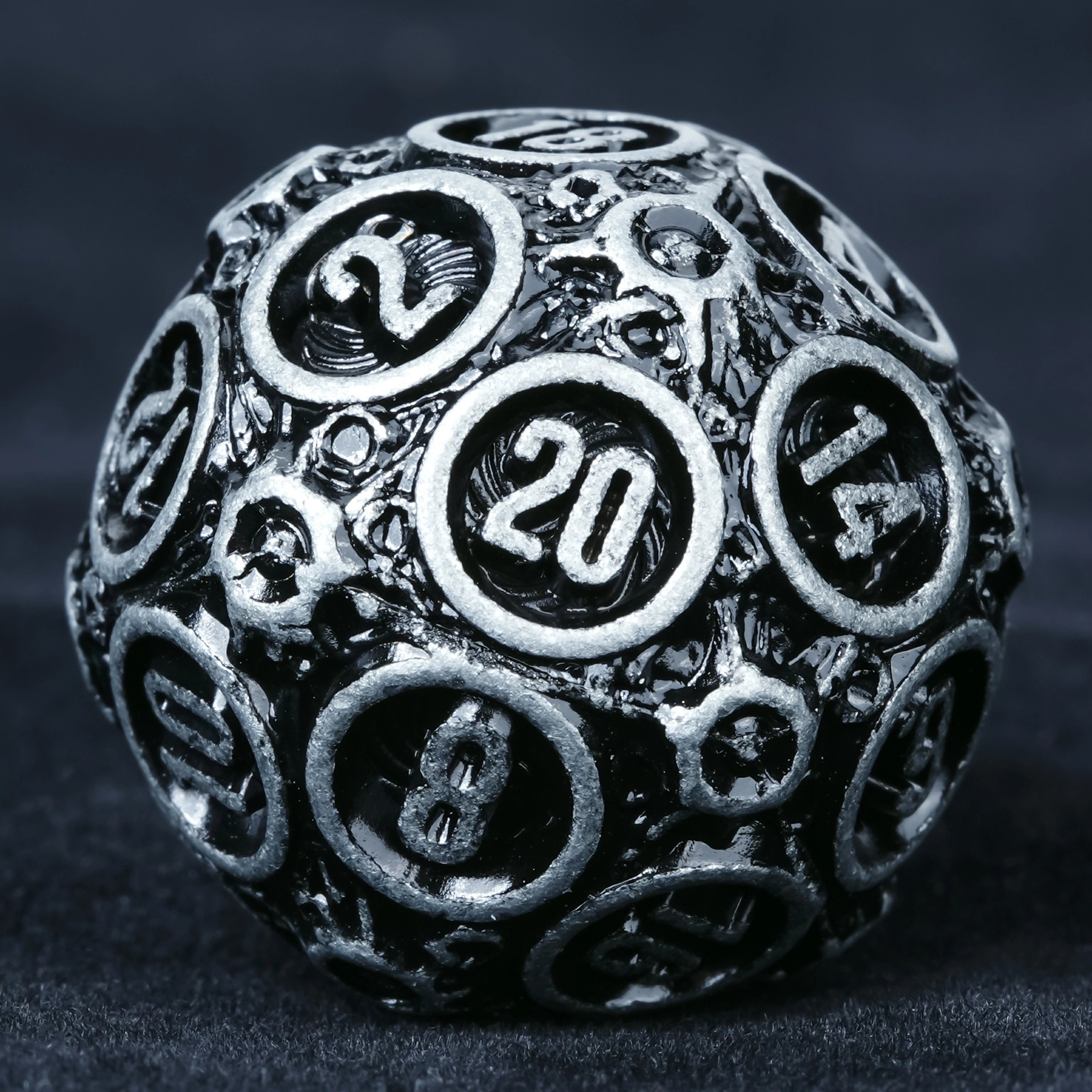 Spherical Planet Metal Dice Set | 7-Piece Full Polyhedral RPG Dice