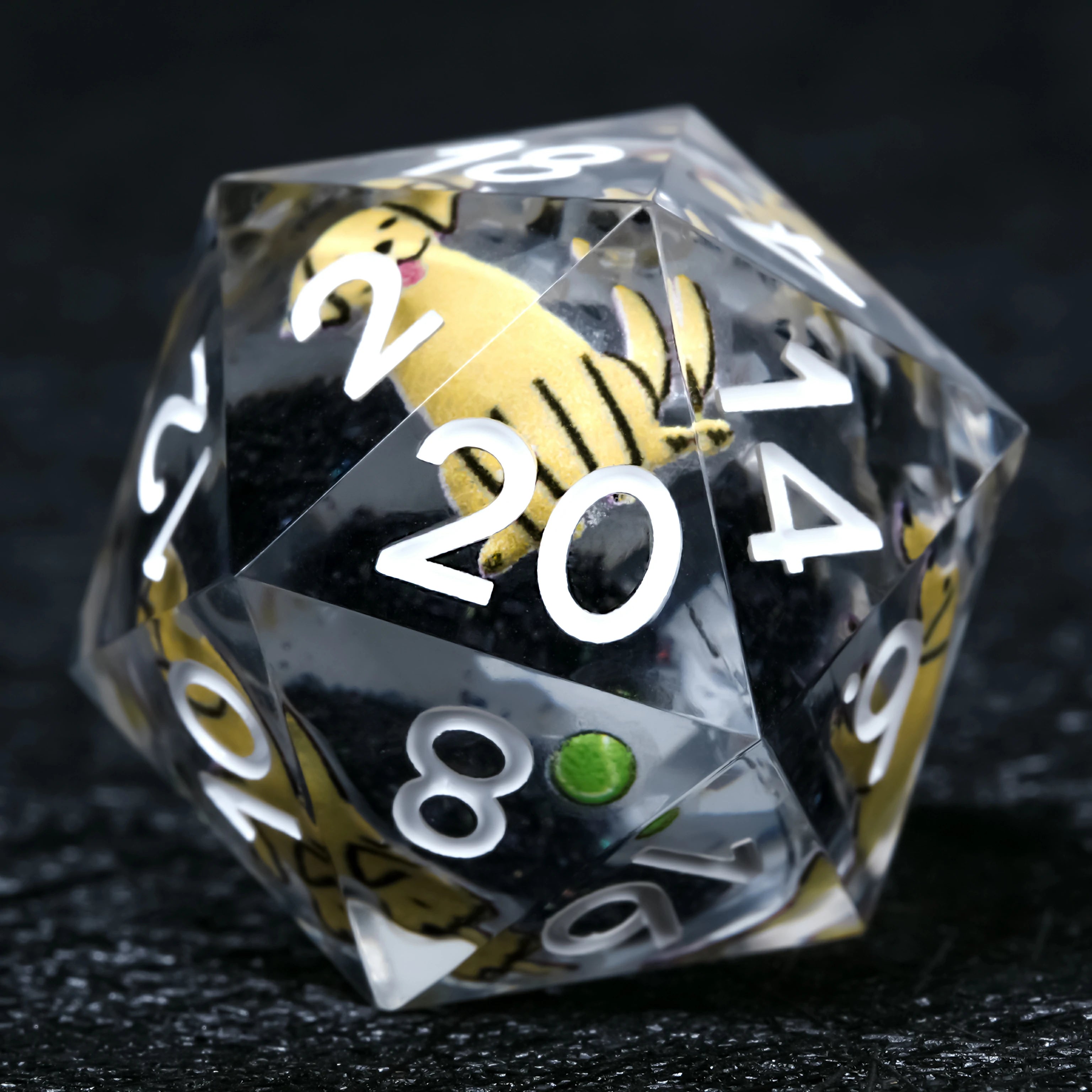 Labrador Black Liquid-Core Resin Dice Set | White Numbers for D&D RPG