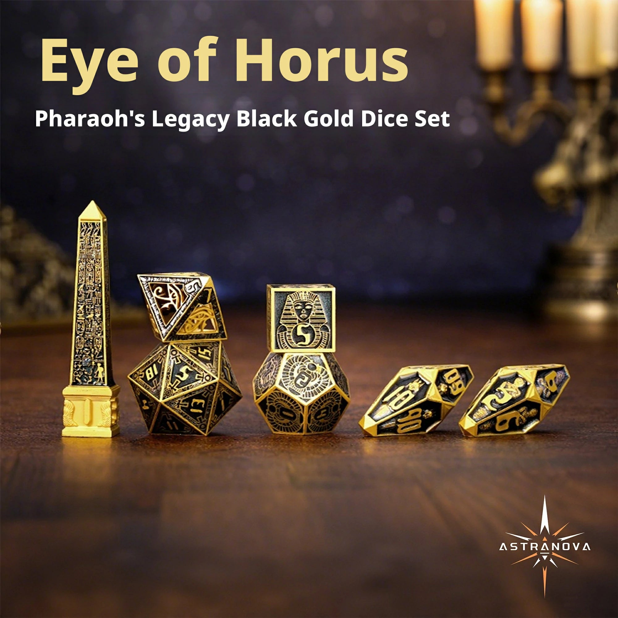 Legacy of the Pharaoh Unique Retro Metal Dice Set – Ancient Egypt RPG Dice