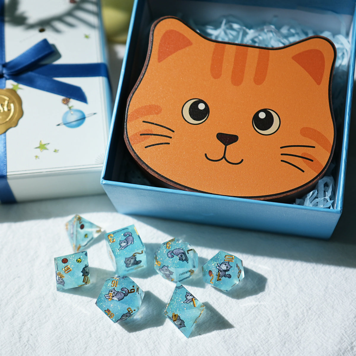 Cat-Themed Dice Lucky Gift Box — The Perfect Present for D&D Players and Cat Lovers
