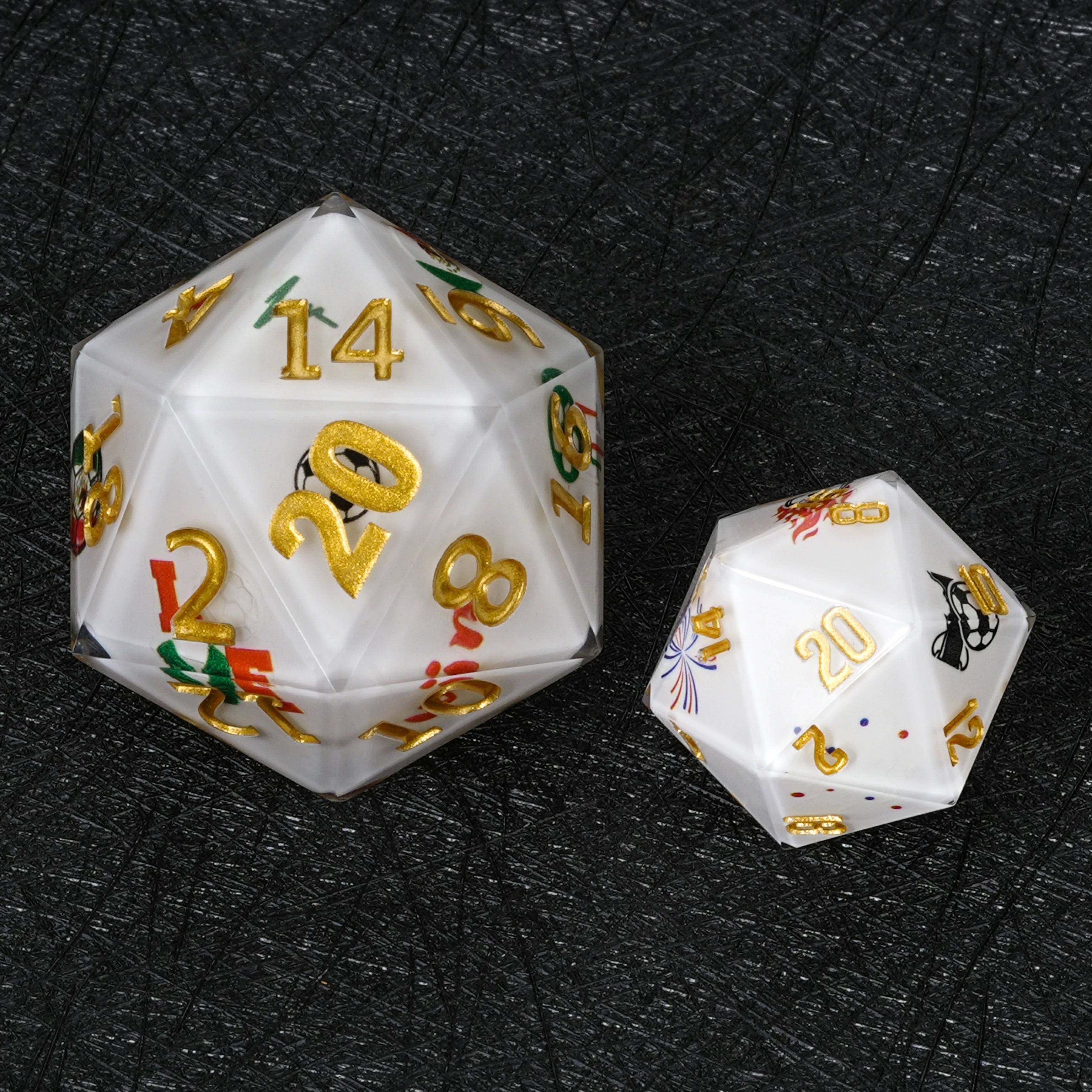 35mm World Cup Mexico Soccer White Resin Large D20 Dice – RPG & Tabletop Gaming