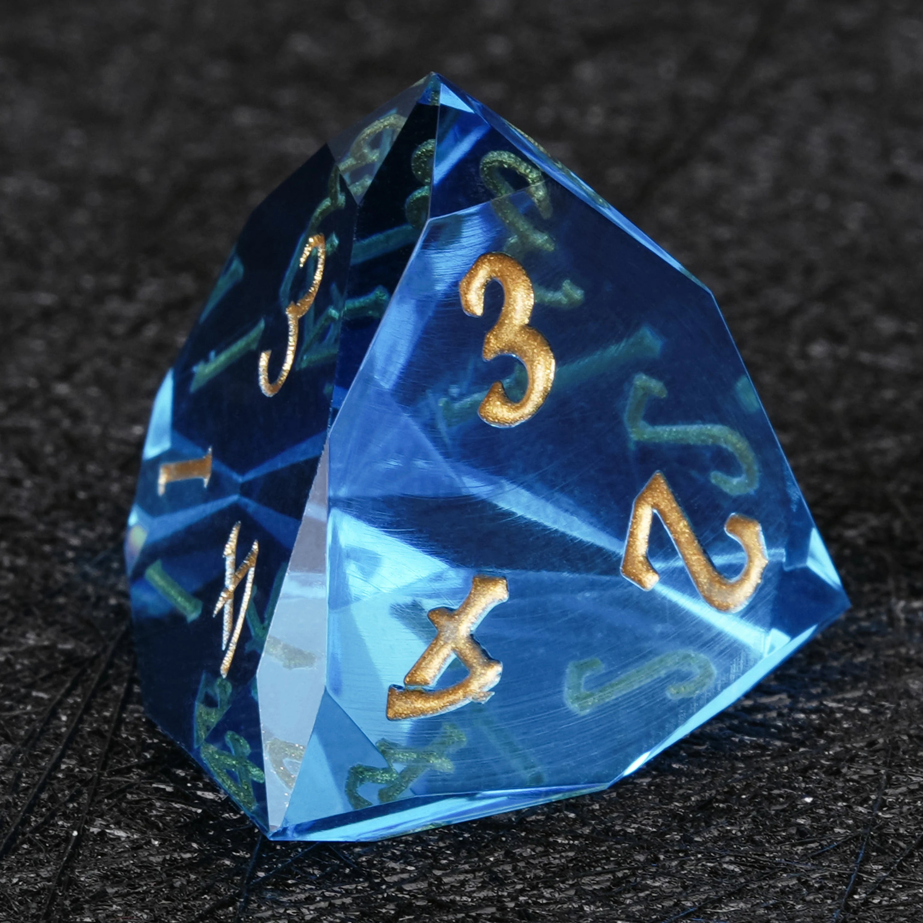 Sky Blue Transparent Resin DND Dice Set | 7-Piece D&D Polyhedral Dice