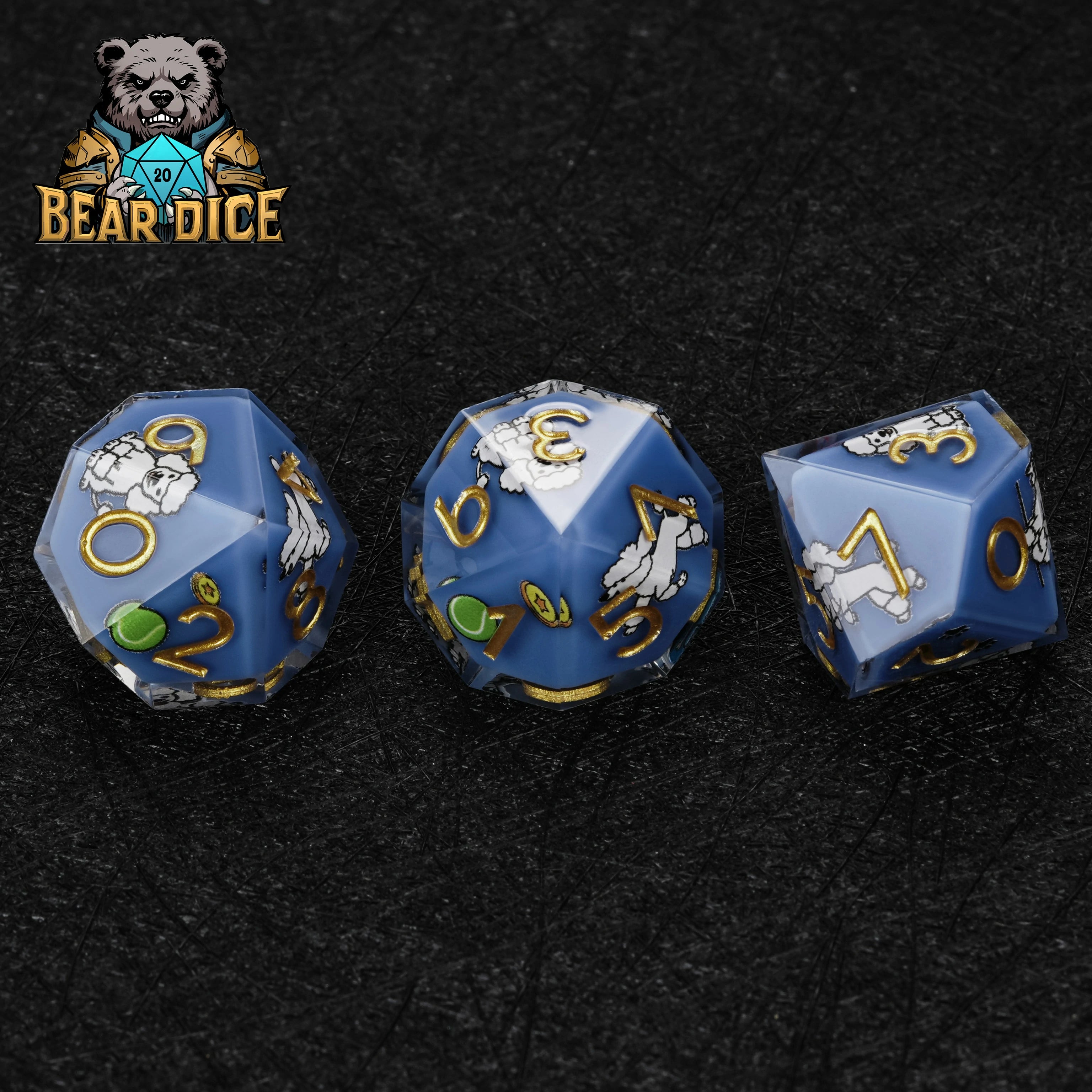 Blue Resin Poodle DND D10 Dice | Bear Dice
