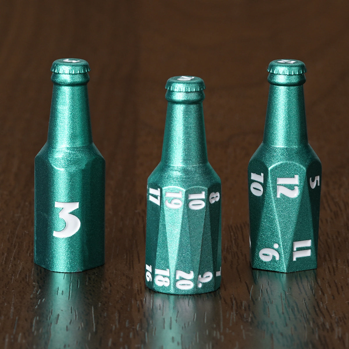 Kickstarter Dice - Unique Spray-Painted Metal Beer Bottle Dice Set