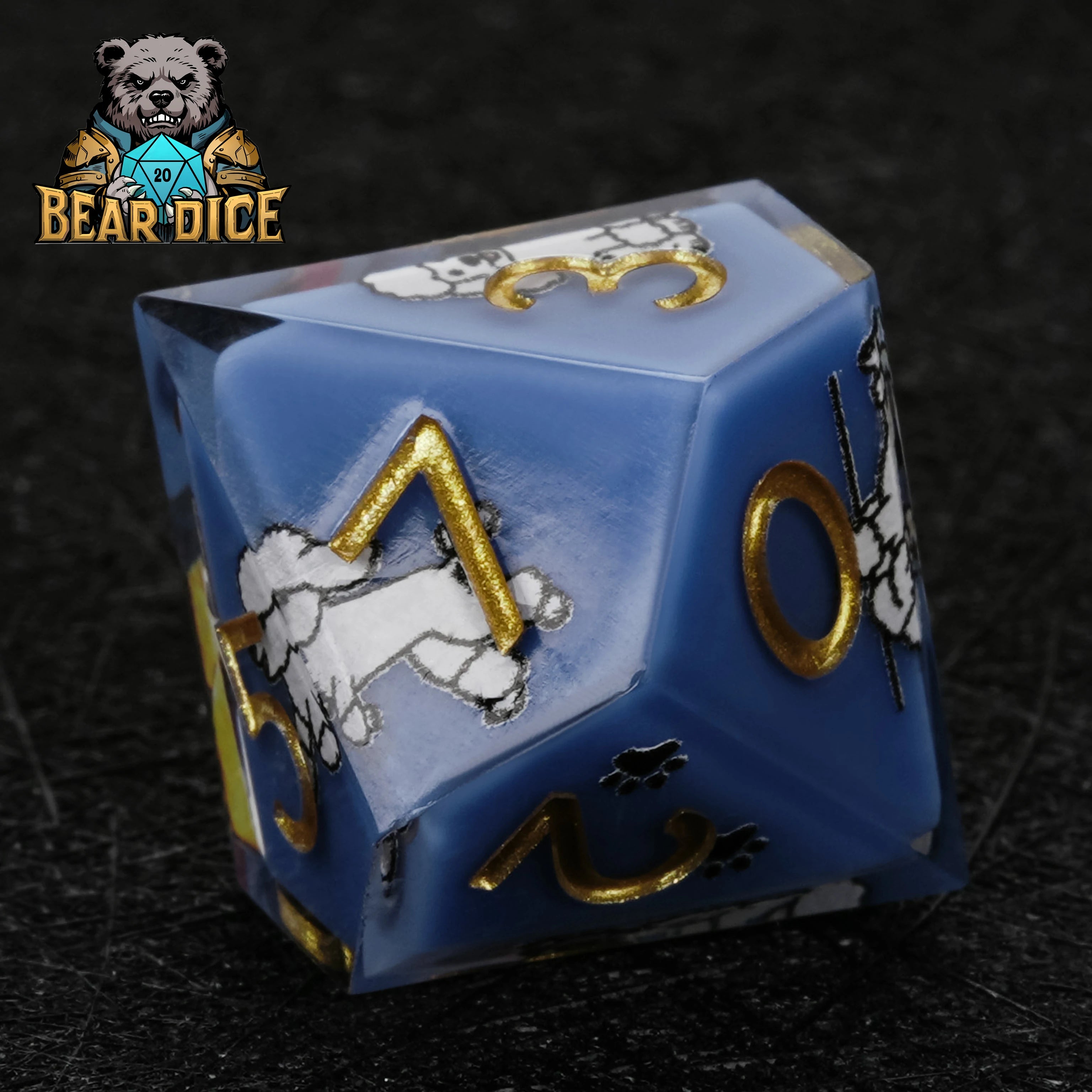Blue Resin Poodle DND D10 Dice | Bear Dice