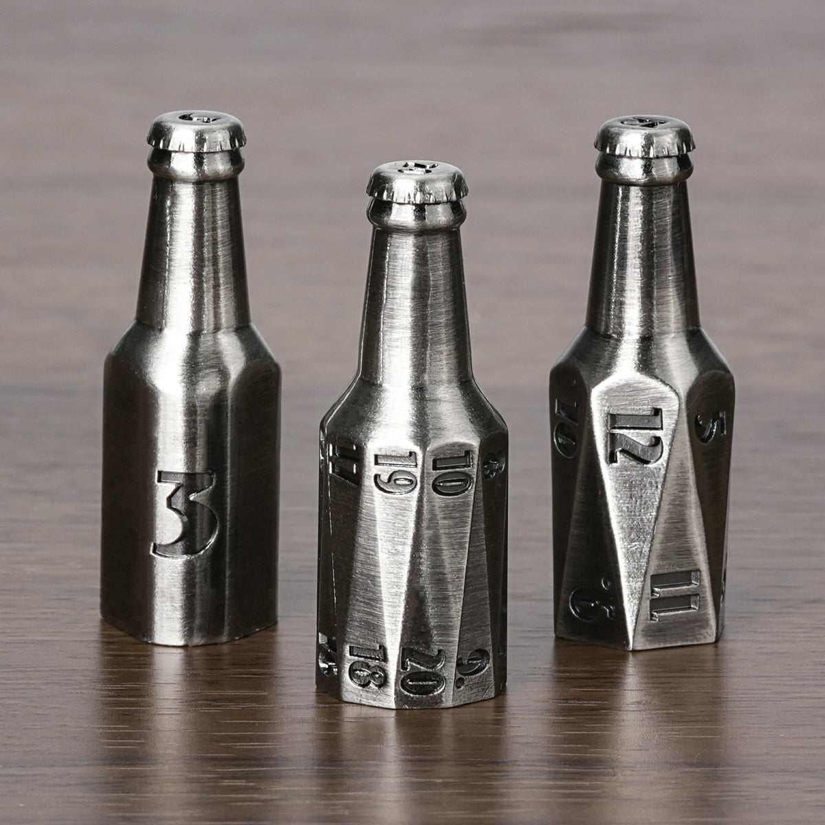 Kickstarter Dice - Unique Electroplated Metal Beer Bottle Dice Set