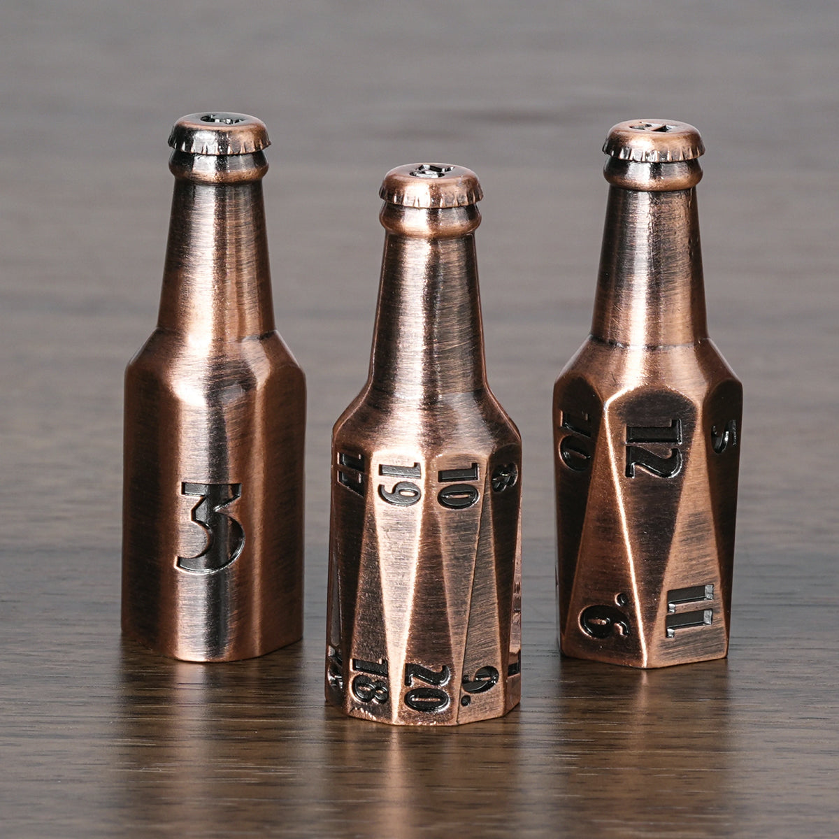 Kickstarter Dice - Unique Electroplated Metal Beer Bottle Dice Set