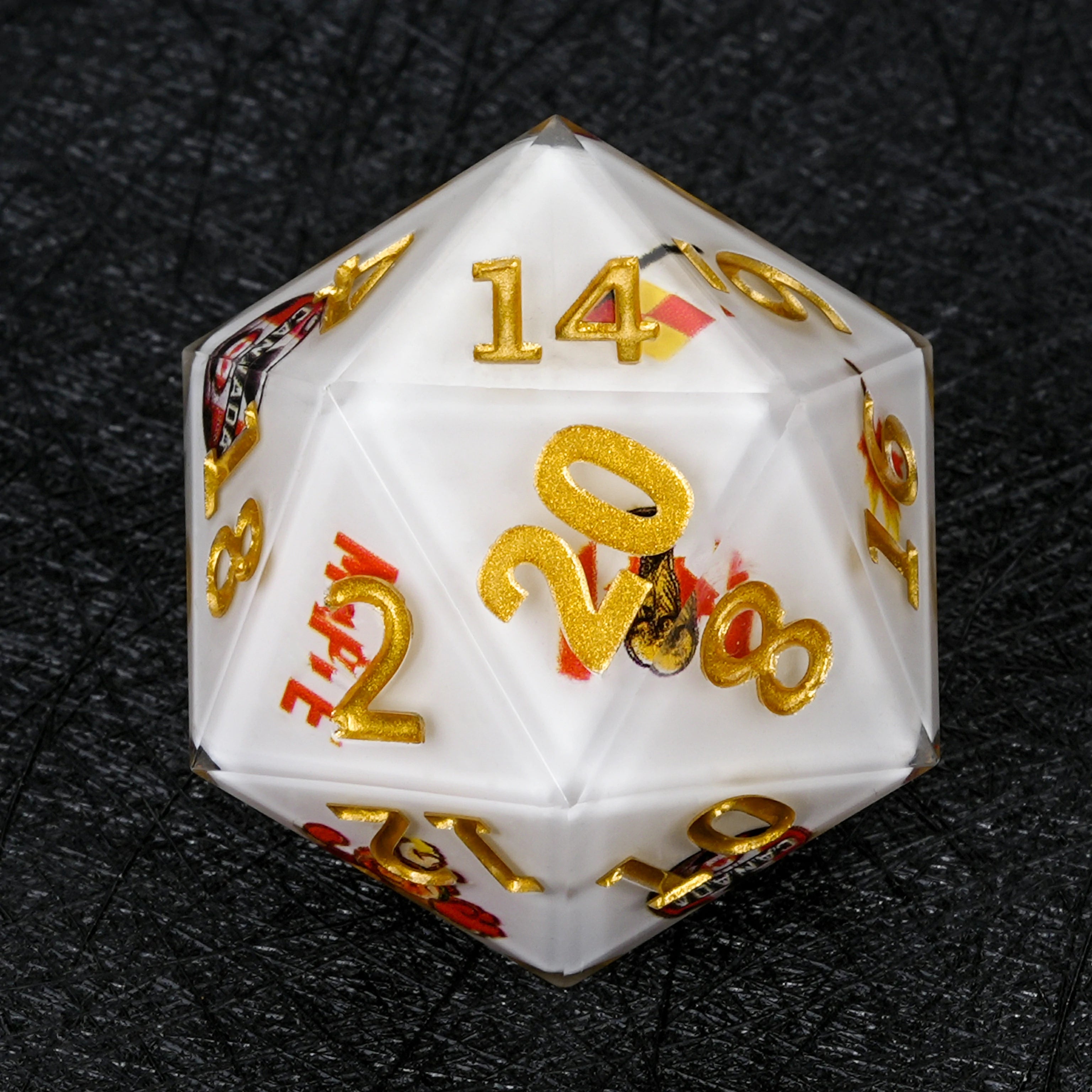 35mm World Cup Canada Soccer White Resin Large D20 Dice – Premium RPG Gaming Die