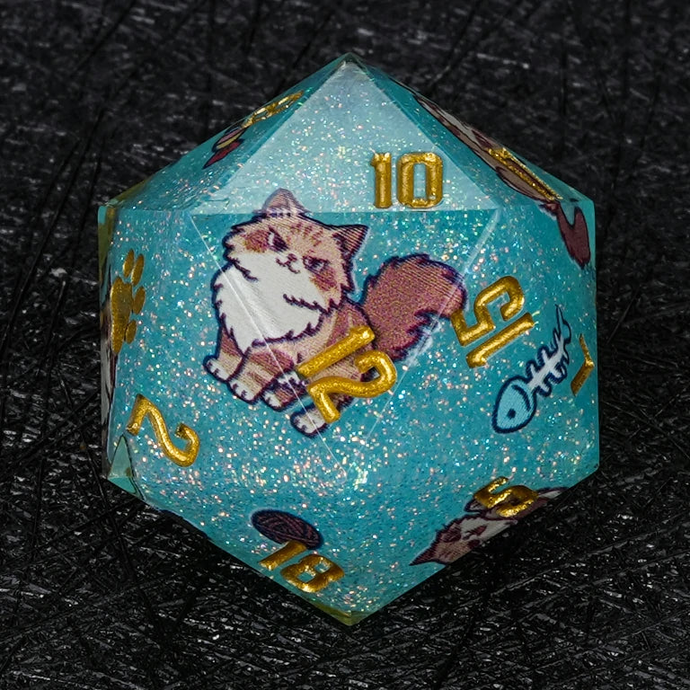 Kickstarter Dice — Siberian Cat Polyhedral DND Resin Dice Set