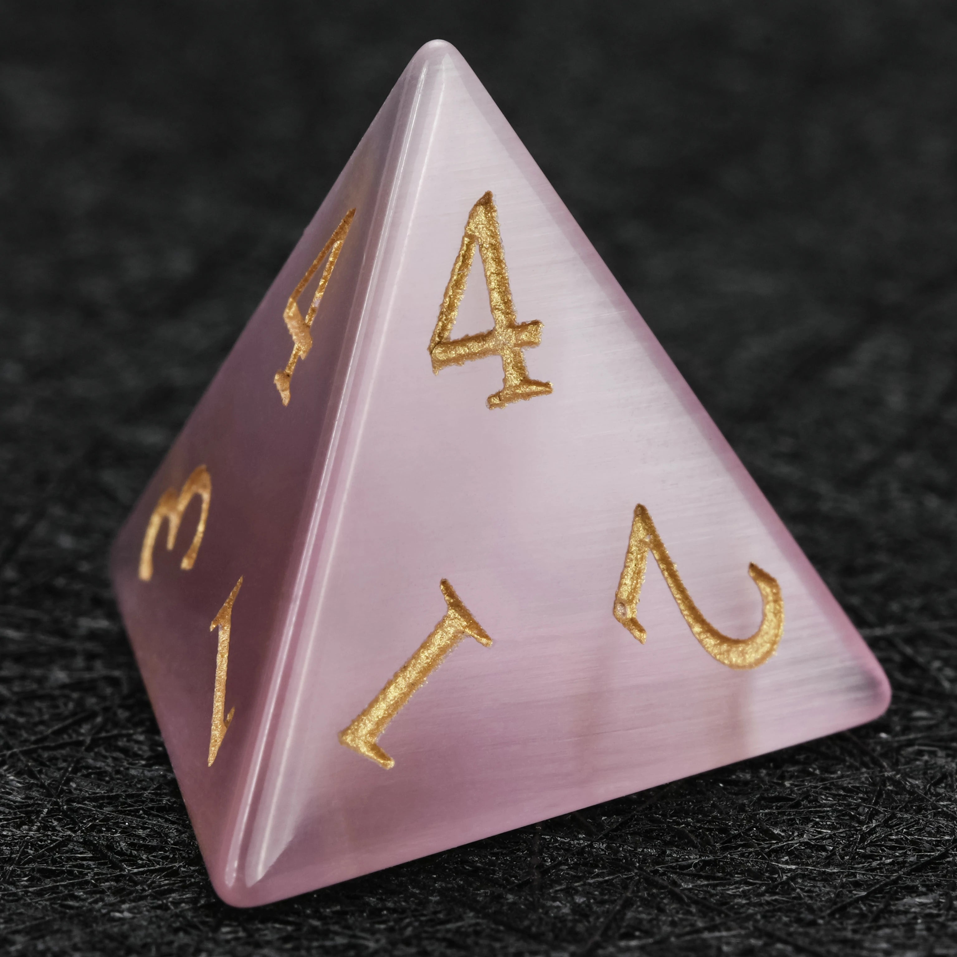 Light Pink Cat's Eye Stone Dice Set