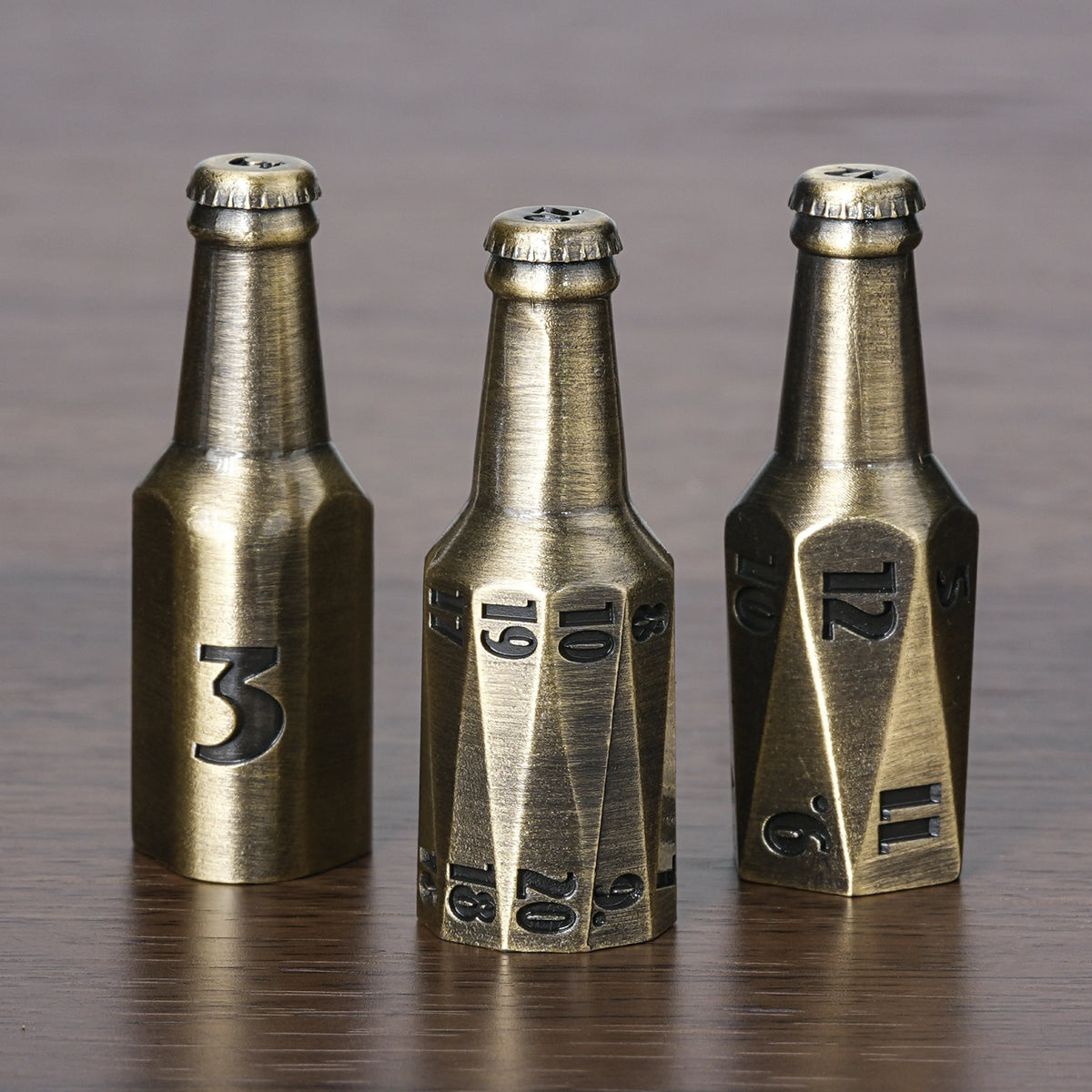 Kickstarter Dice - Unique Electroplated Metal Beer Bottle Dice Set