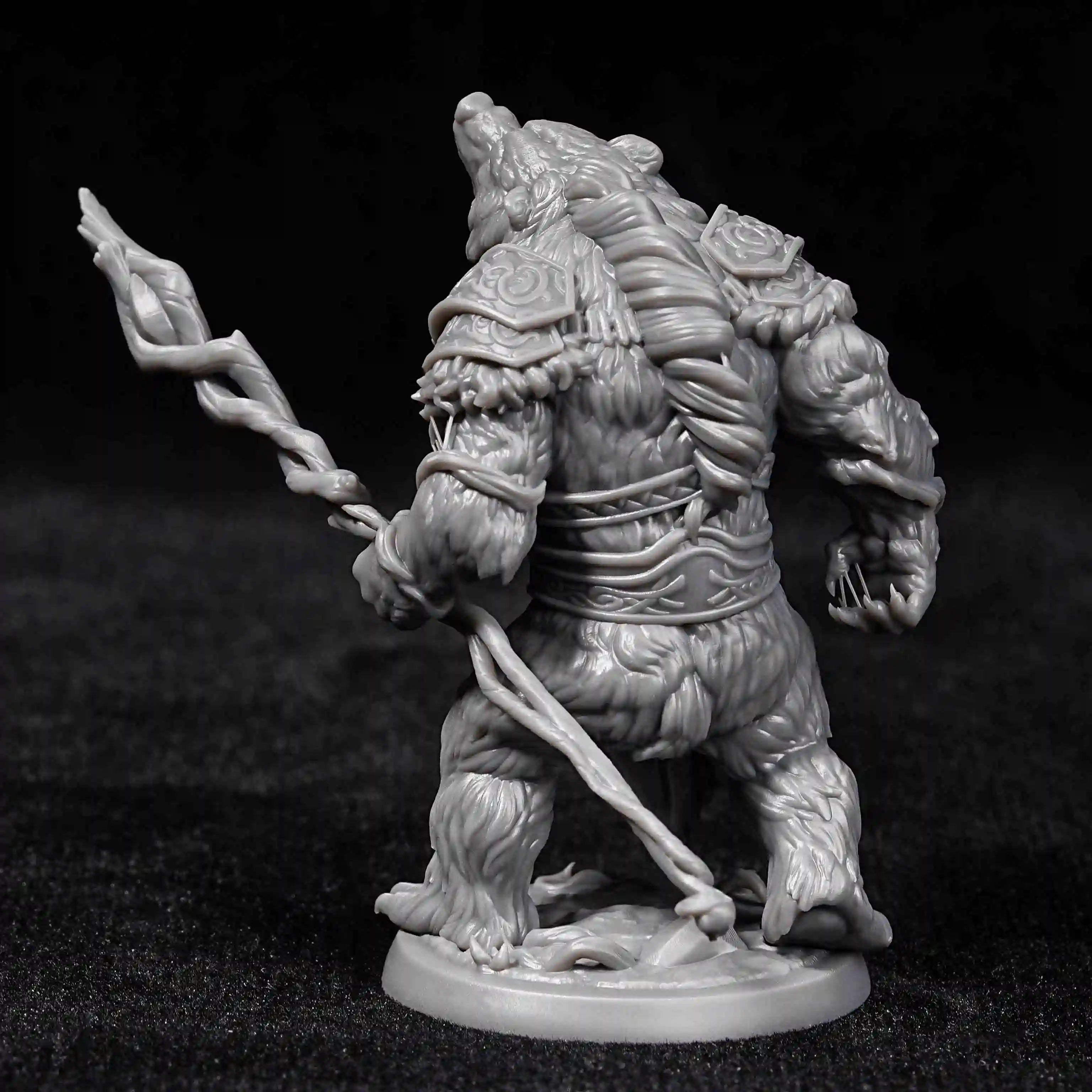 Advanced DND Bear Warrior 3D Printed Desktop Character Miniature Model