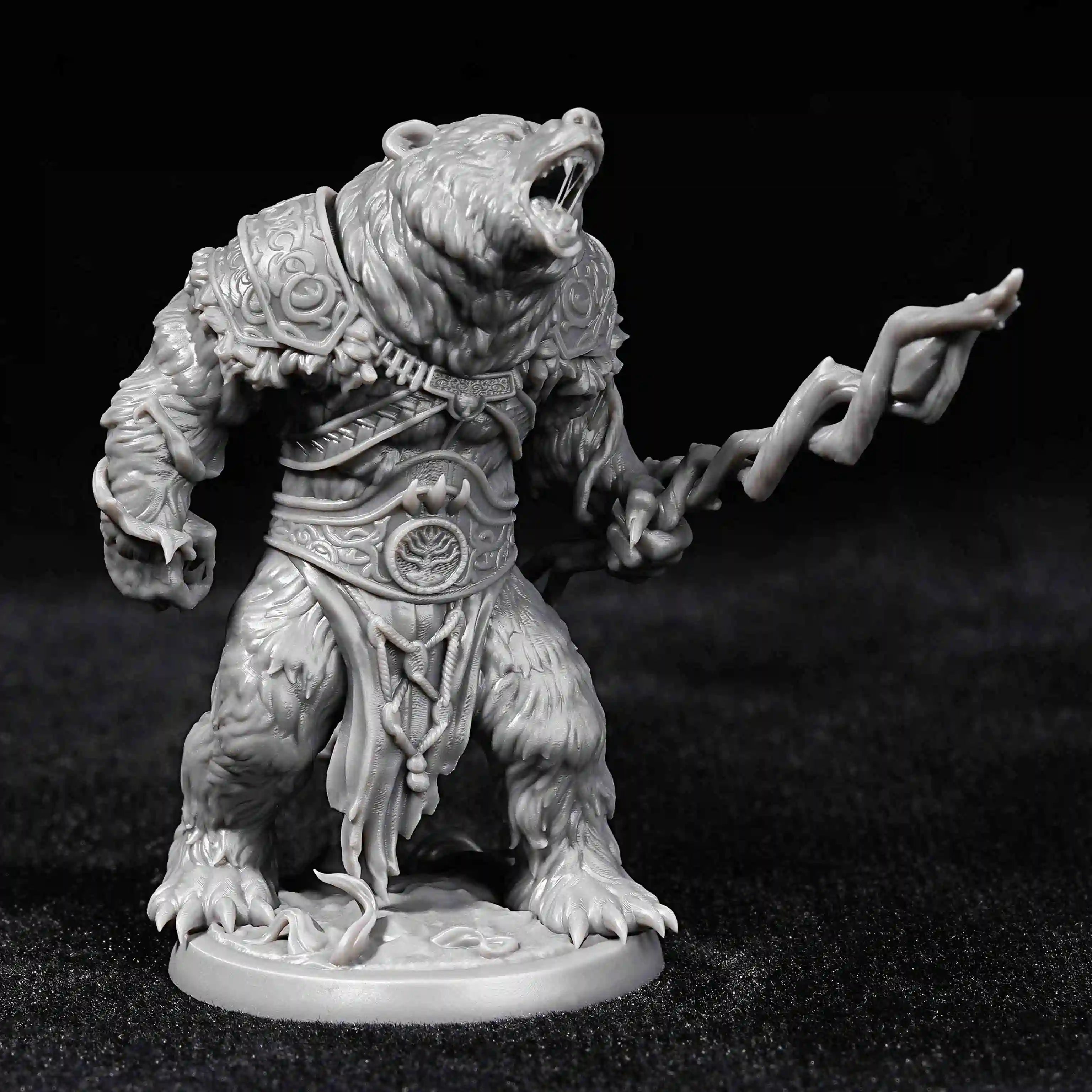Advanced DND Bear Warrior 3D Printed Desktop Character Miniature Model