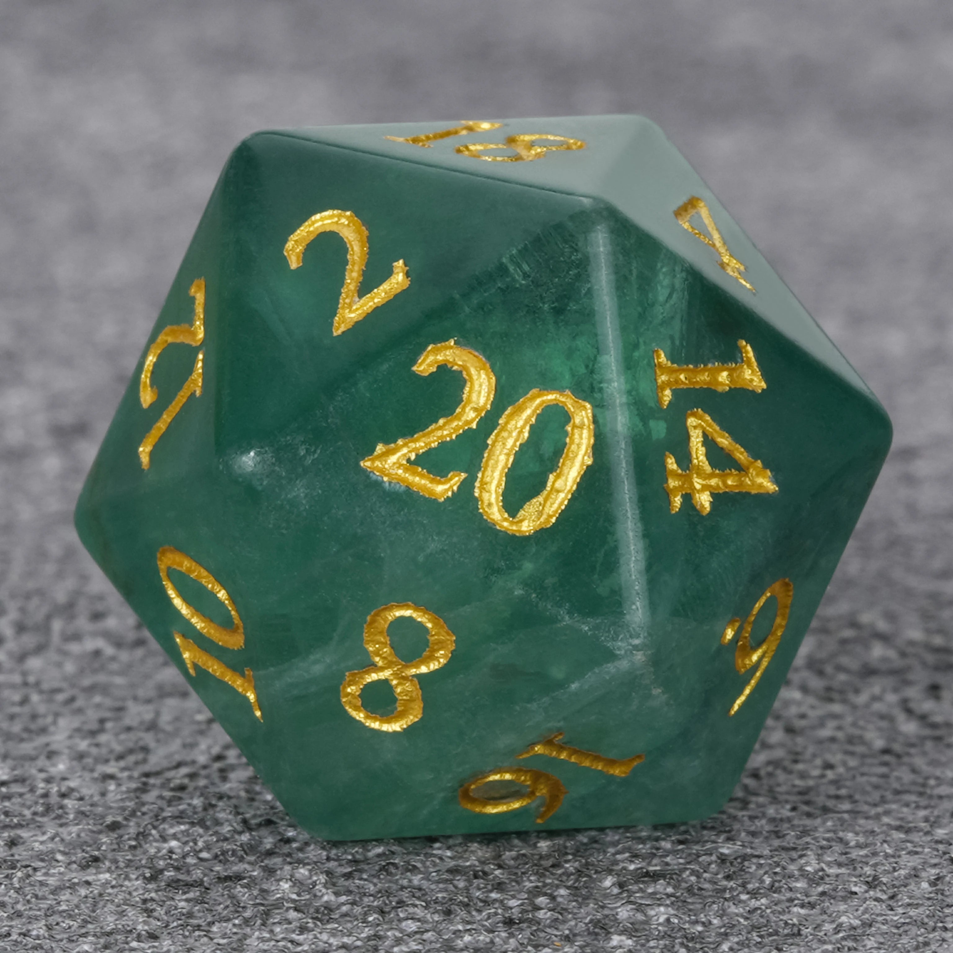 Natural Green Fluorite Multi-Faceted Dice Set