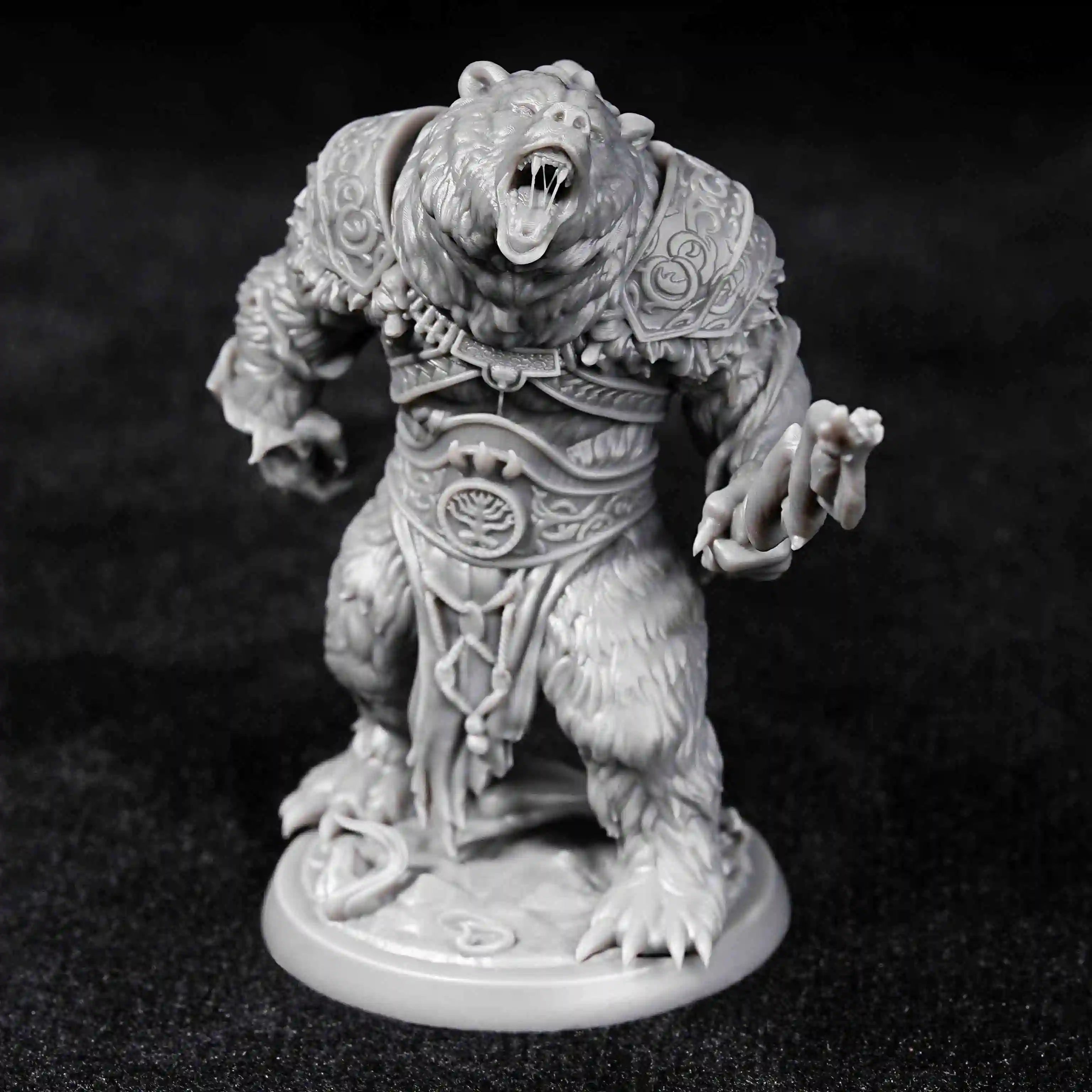Advanced DND Bear Warrior 3D Printed Desktop Character Miniature Model