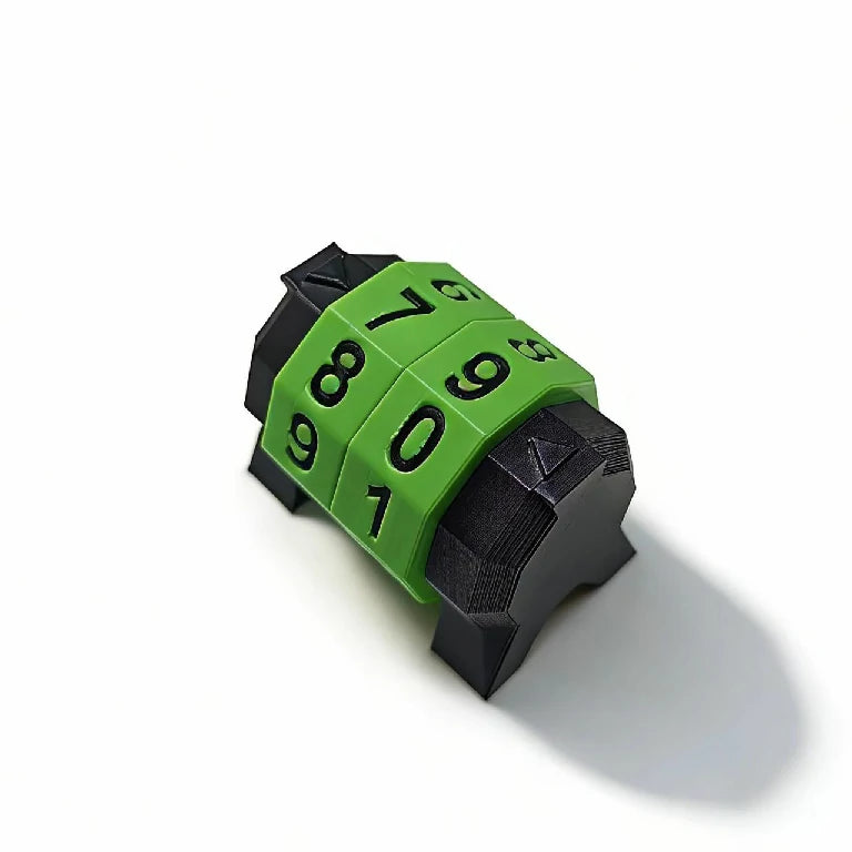 3D Printed Black and Green MTG Life Counter with Black Numbers | Bear Dice