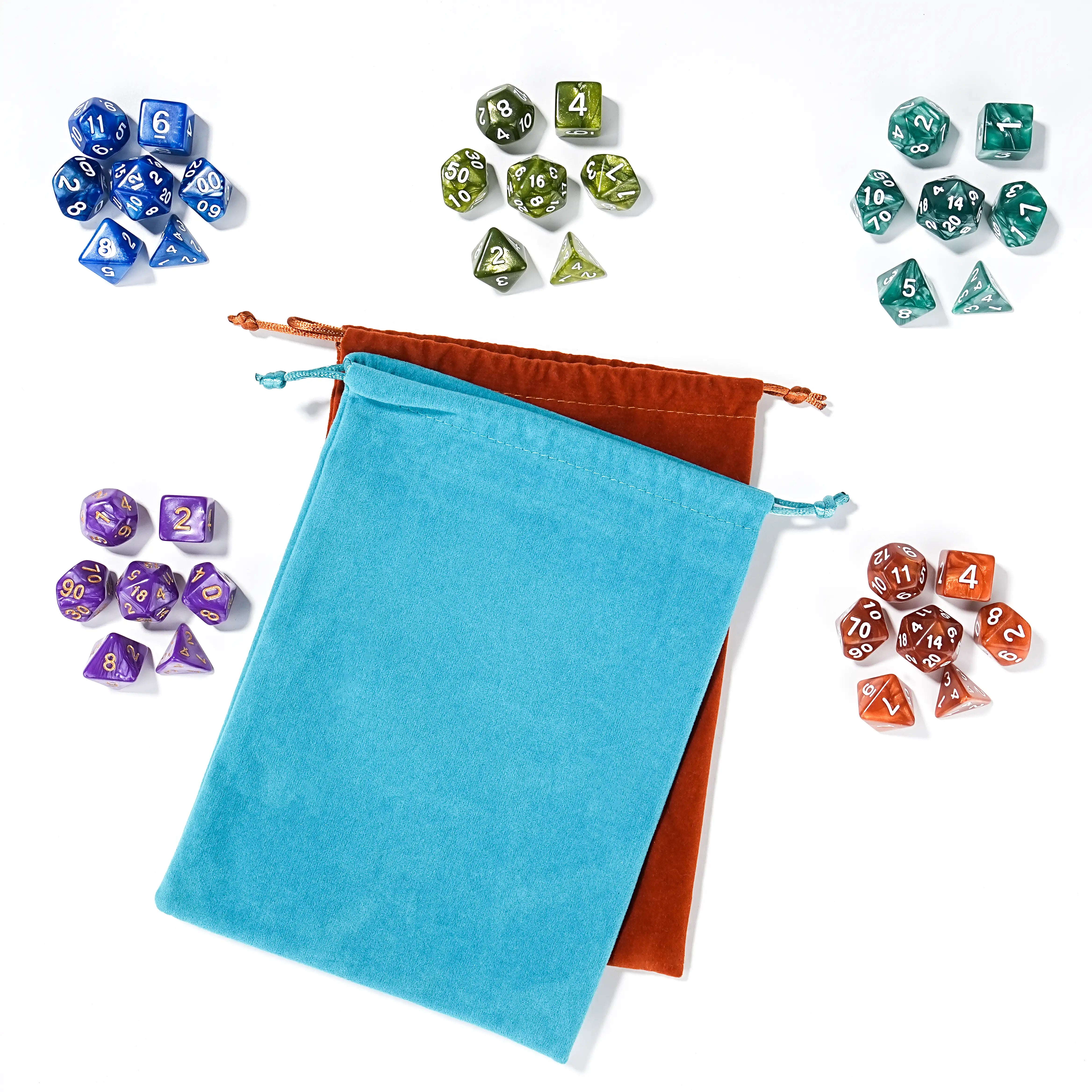 Mystery Surprise DND Dice Set - 5-Piece Multi-Sided Acrylic RPG Dice Set + 2 Dice Bag | Bear Dice