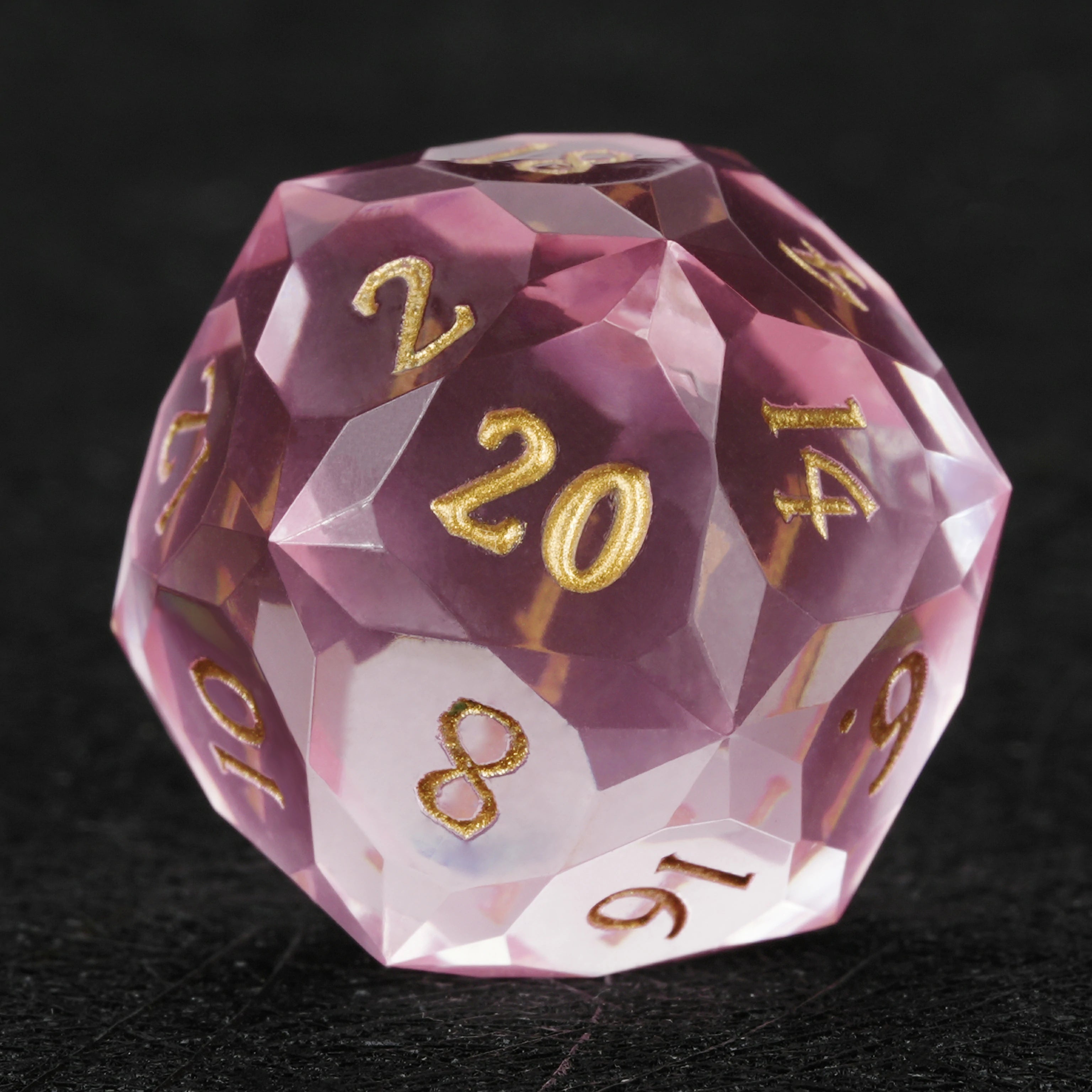 Light Pink Transparent Resin DND Dice Set – 7-Piece RPG Polyhedral Dice