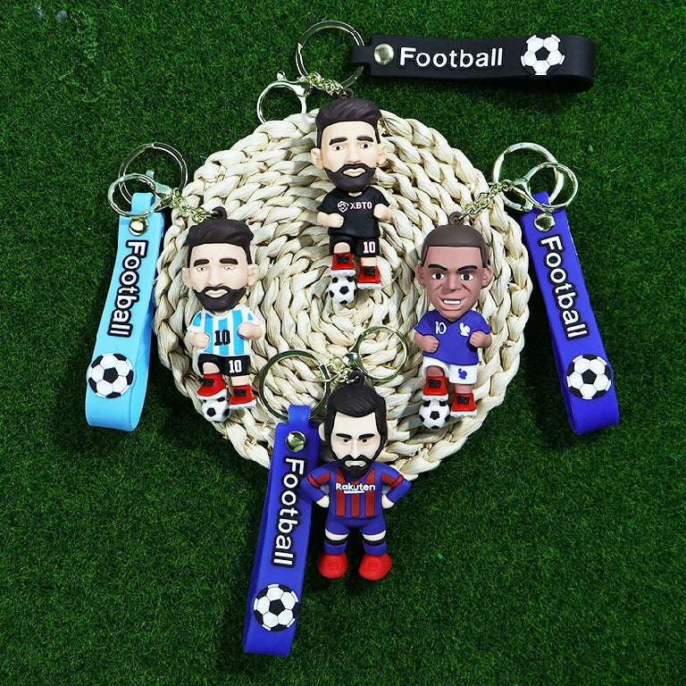 World Cup Soccer Star Keychain — Soft PVC Cartoon Charm & Small Gift