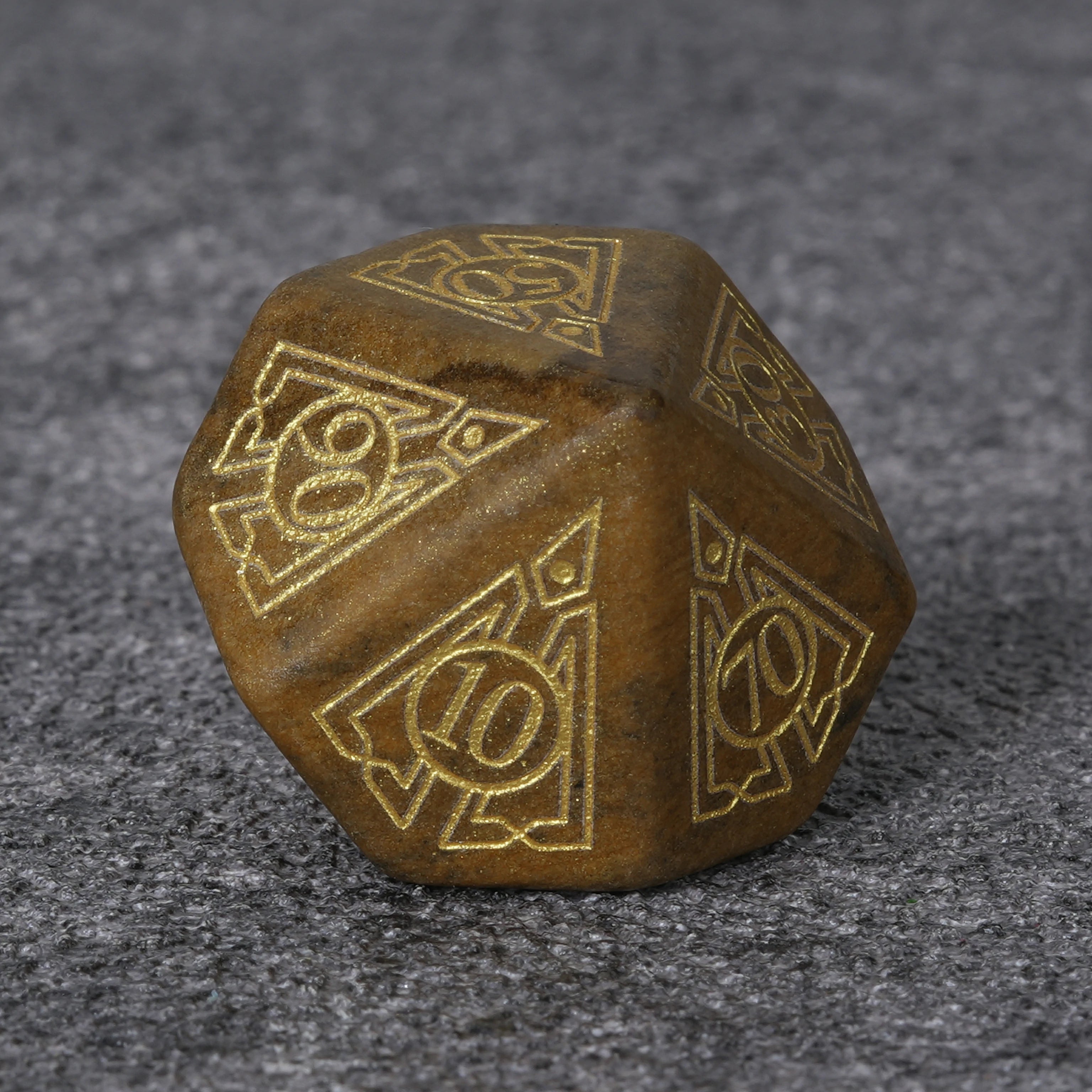 Yellow-Brown Geometric Totem Gemstone Dice Set