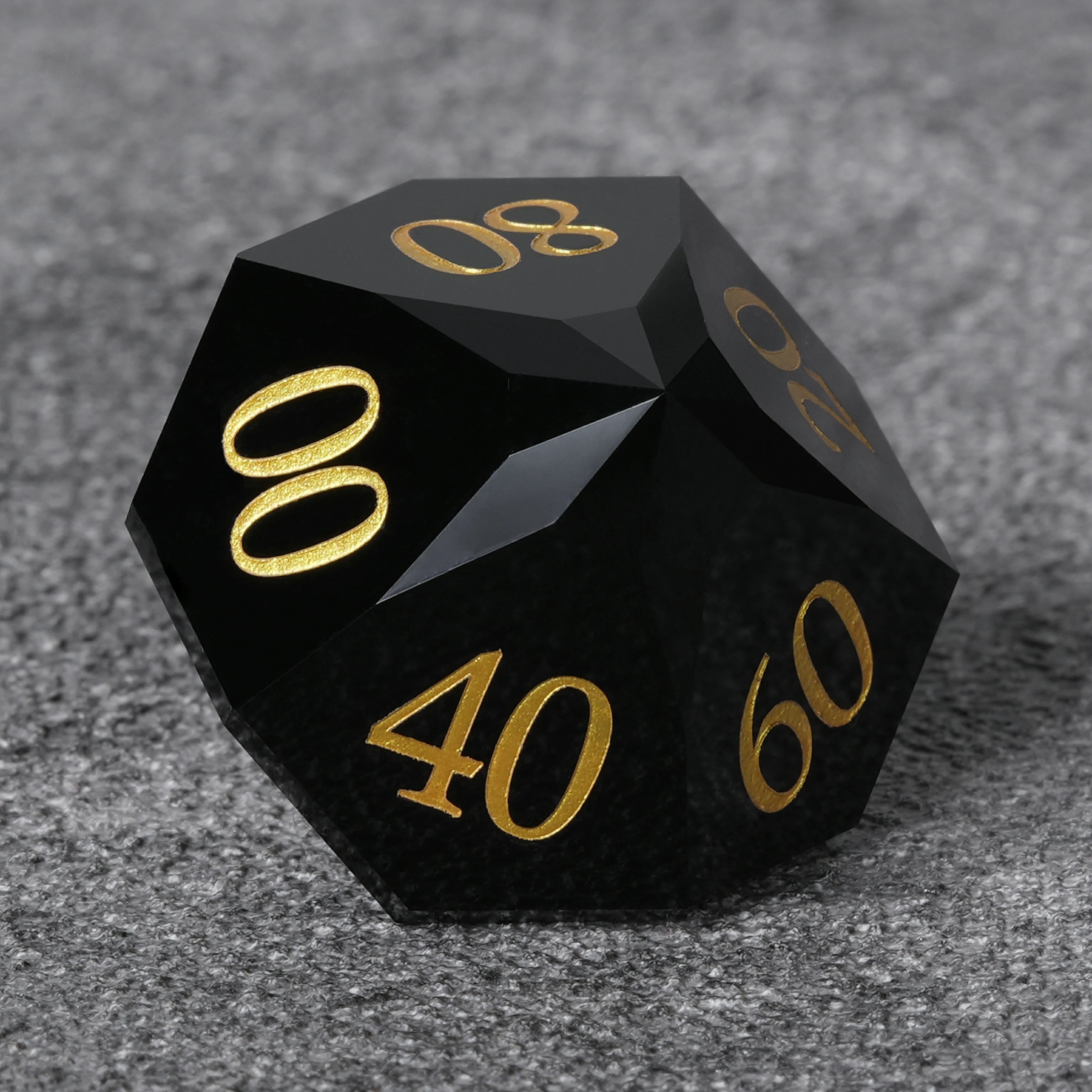 Multi-Faceted Obsidian Gemstone Dice
