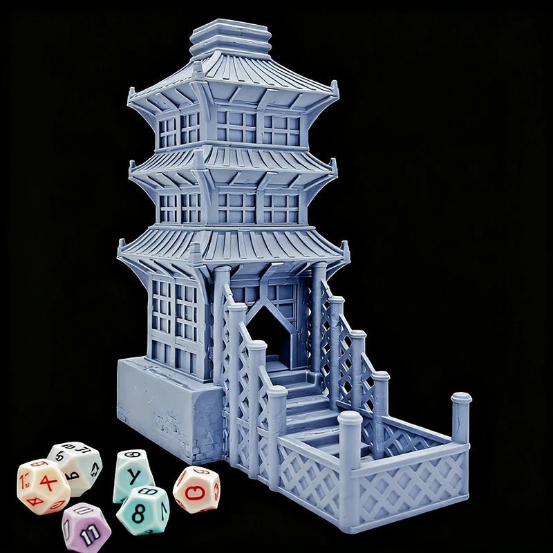 3D printed Beijing Dice Tower foldable desktop multi - layer tower building model DND dice rolling accessories - Bear Dice