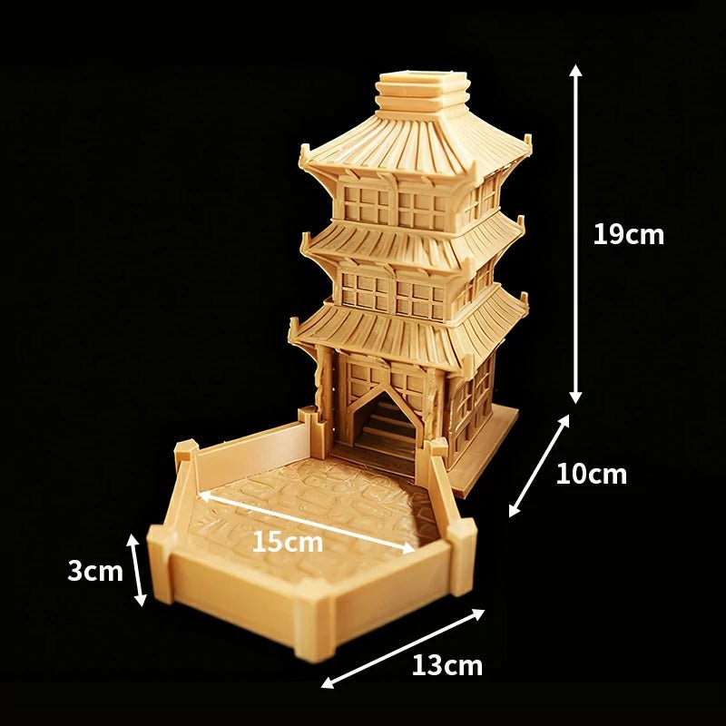 3D Printed Yellow Oriental Beijing Dice Tower Foldable Hexagonal Dice Tray Bezel - Bear Dice