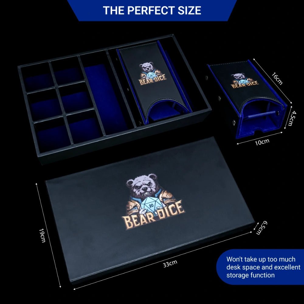 4 - in - 1 multifunctional storage box: portable leather DND dice roller, dice tray, dice tower, dice box, RPG accessories storage box - Bear Dice