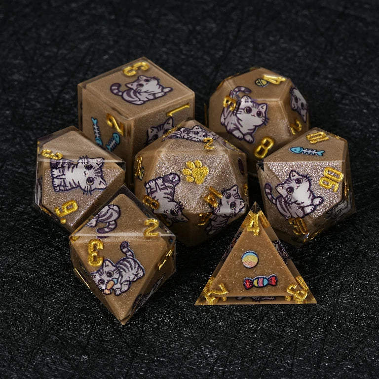 Kickstarter Dice — American Shorthair Cat Polyhedral DND Resin Dice Set
