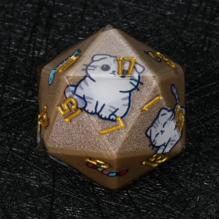 Kickstarter Dice — Scottish Fold Cat Polyhedral DND Resin Dice Set