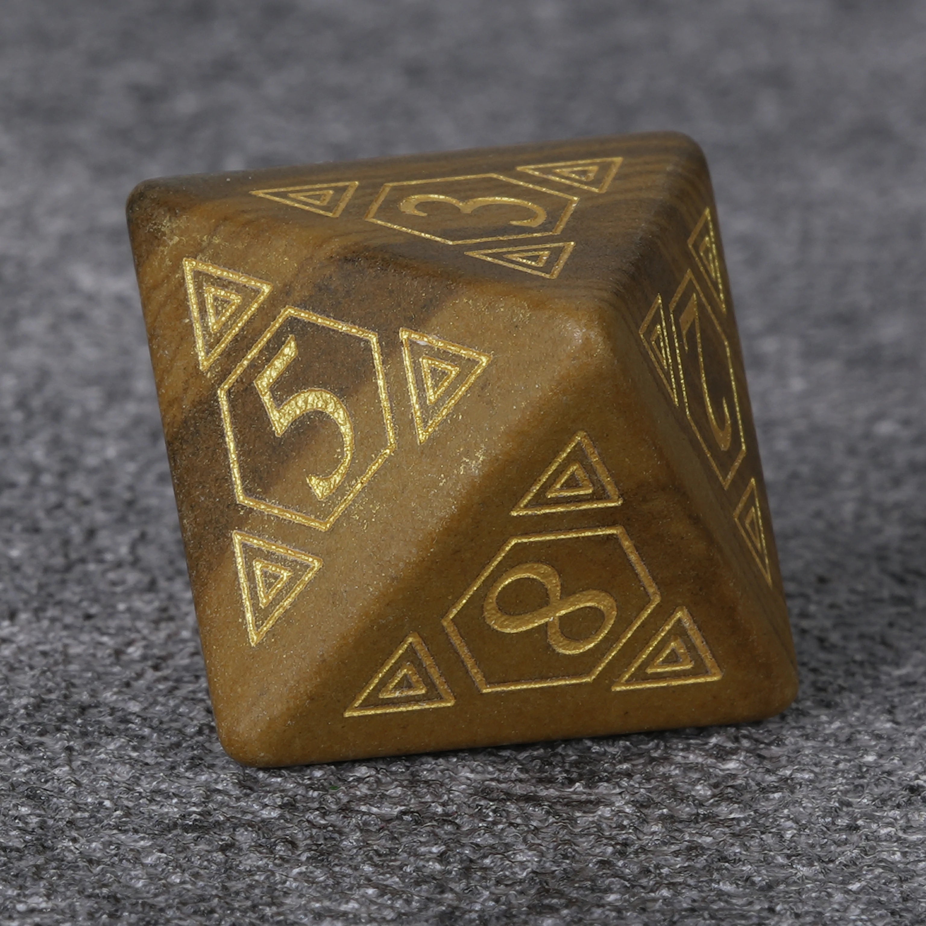 Yellow-Brown Geometric Totem Gemstone Dice Set