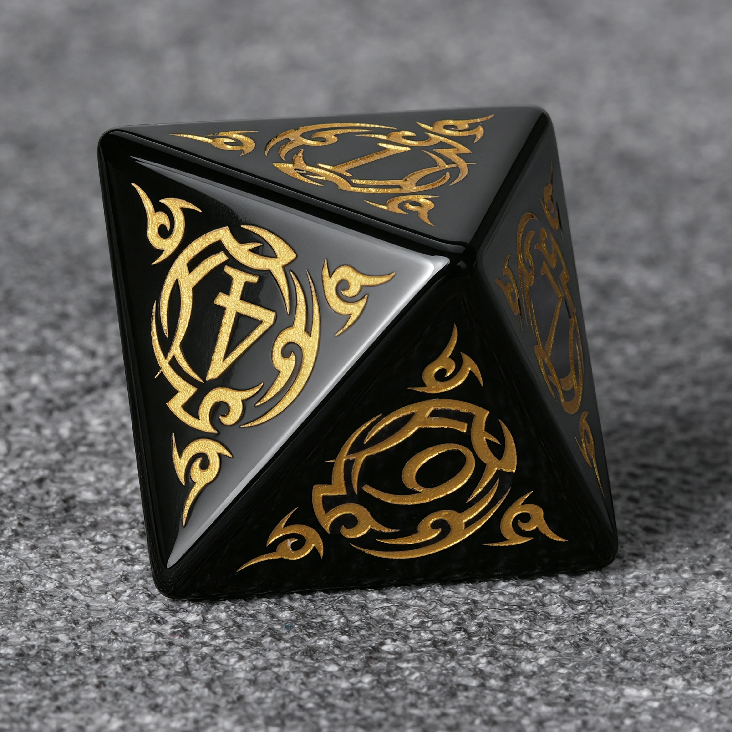 Flame Rune Obsidian Dice Set
