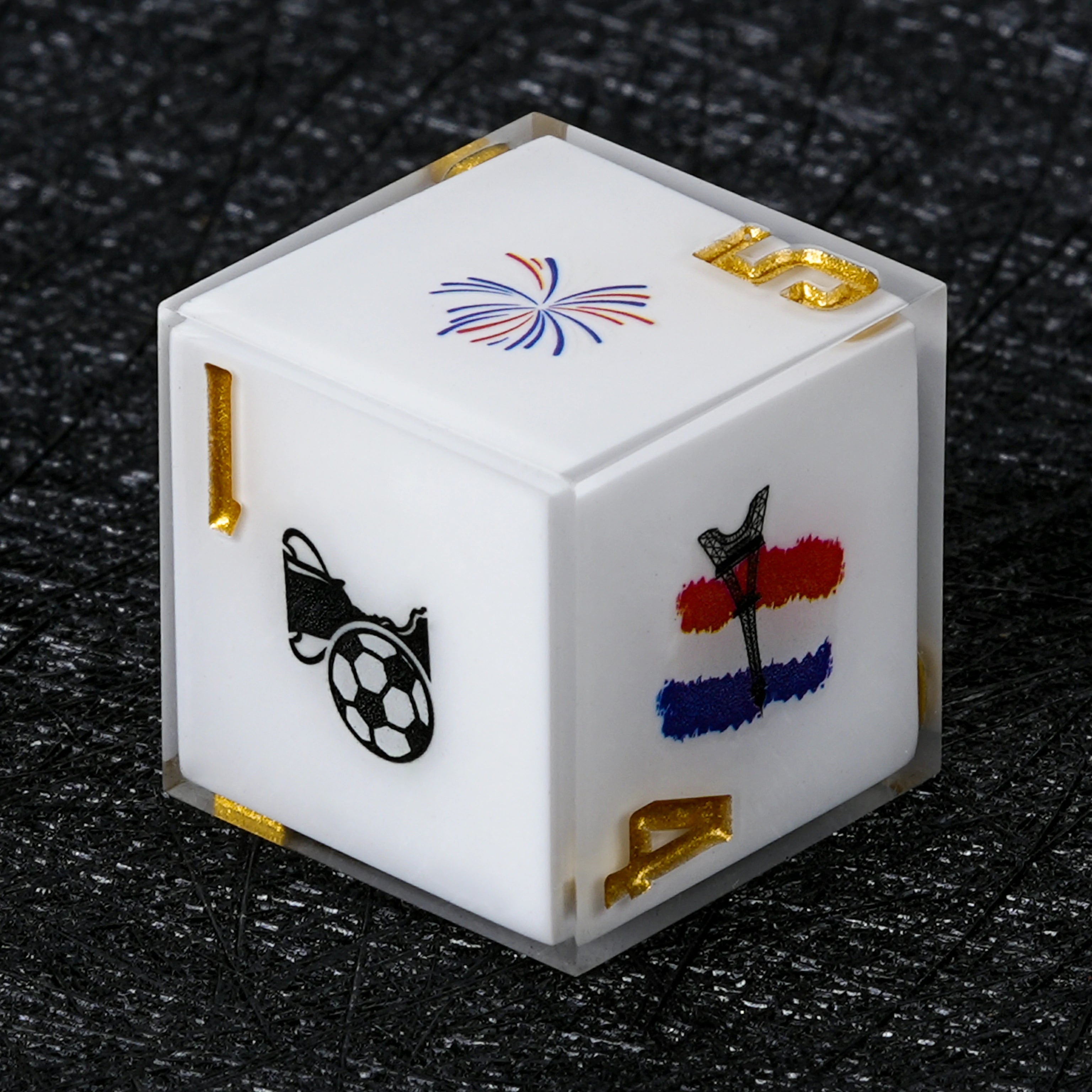 France Soccer DND Dice Set – World Cup Kickstarter White Resin RPG Dice