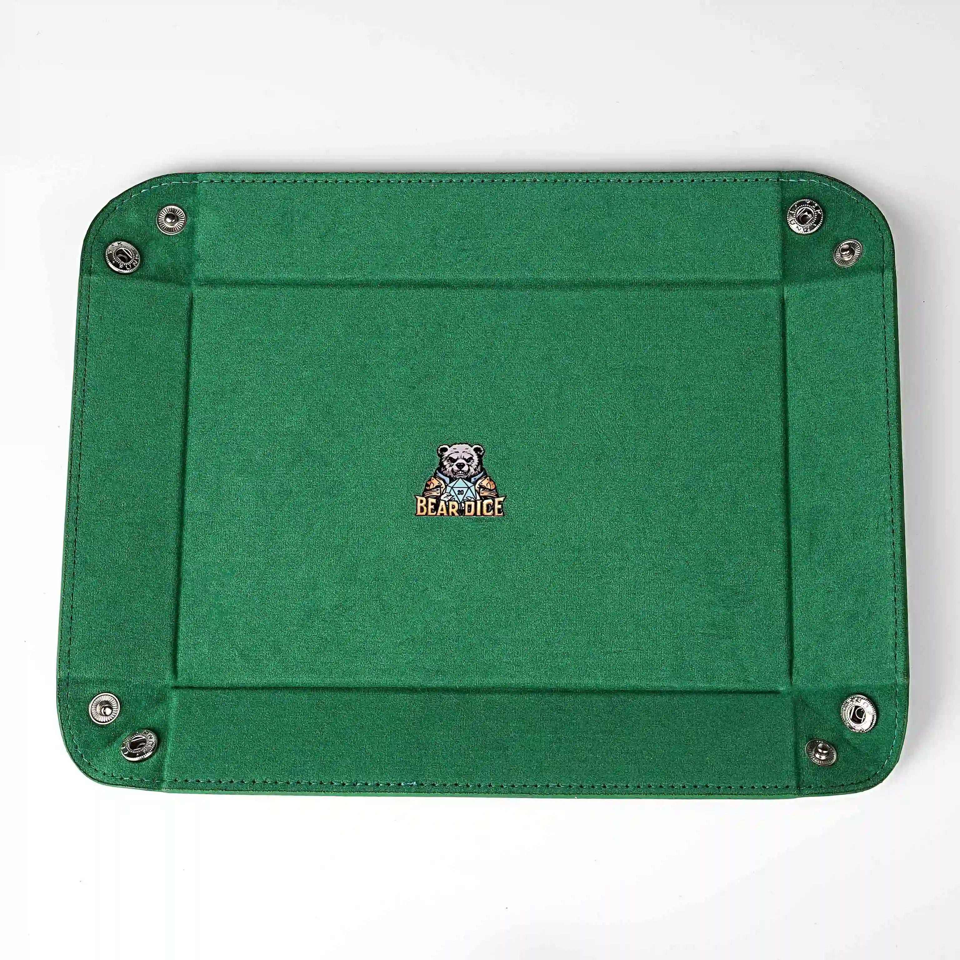 Four-corner folding - Green velvet dice pad leather dnd game dice tray