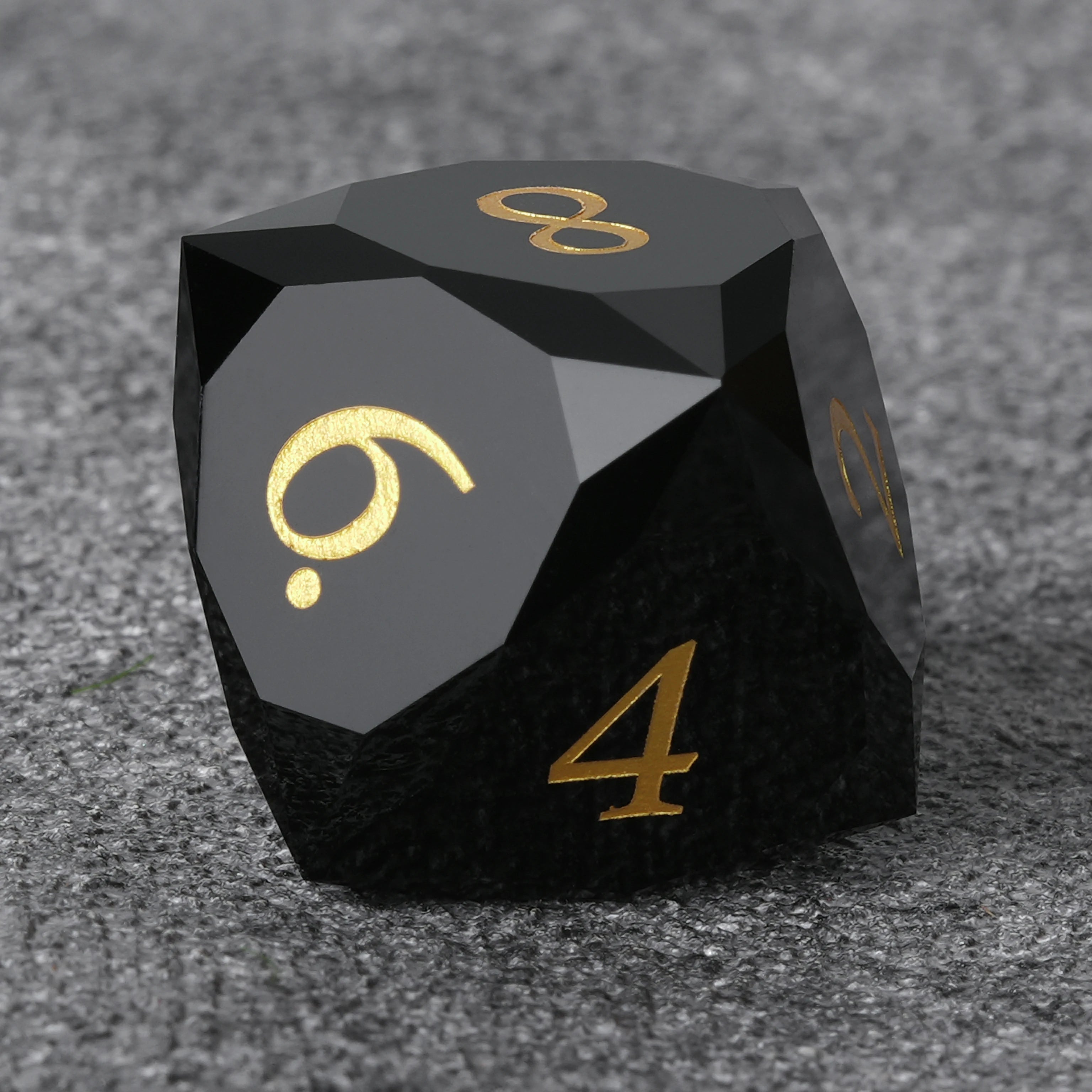 Multi-Faceted Obsidian Gemstone Dice