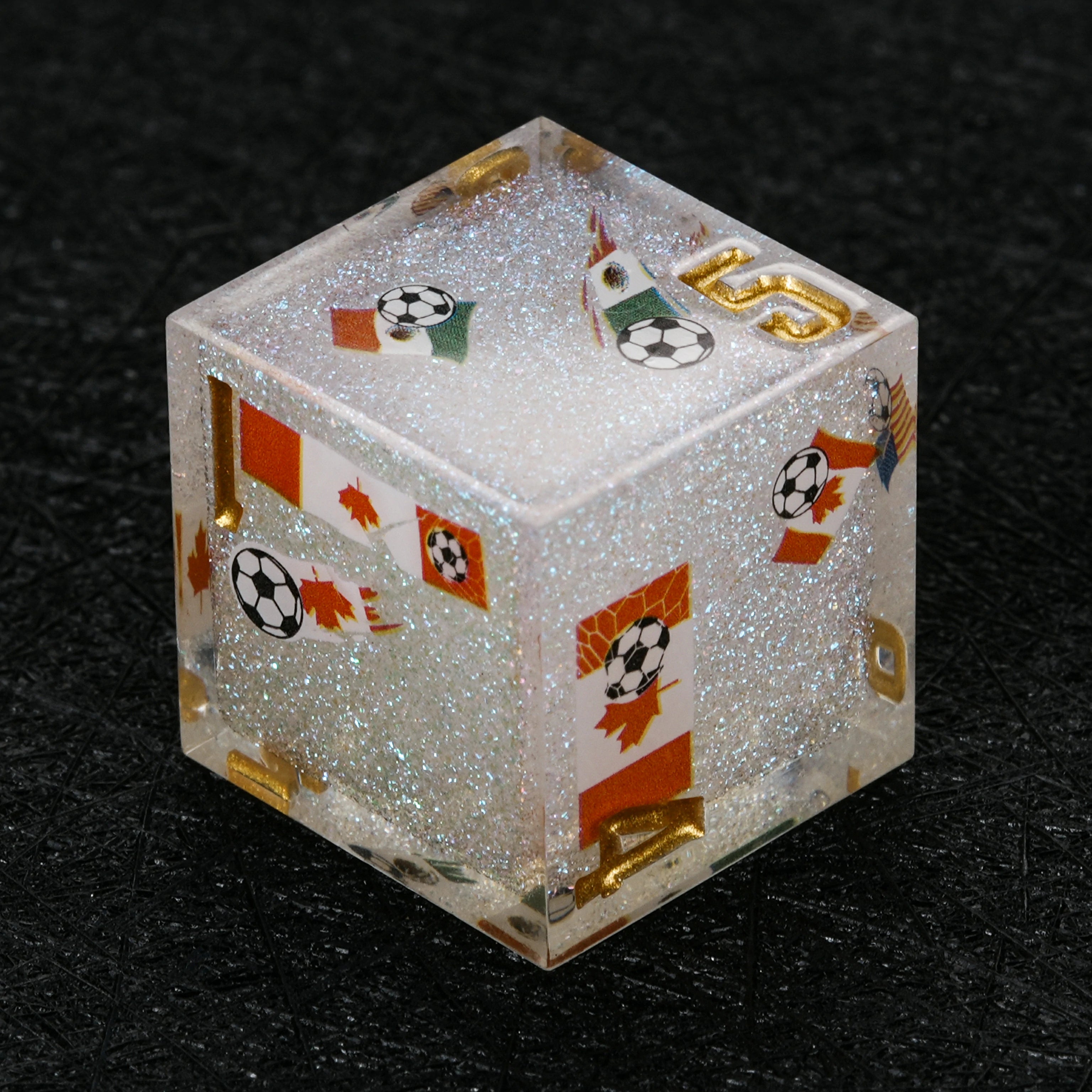 Kickstarter Dice World Cup USA Canada Mexico DND Resin Dice Set – White Glitter
