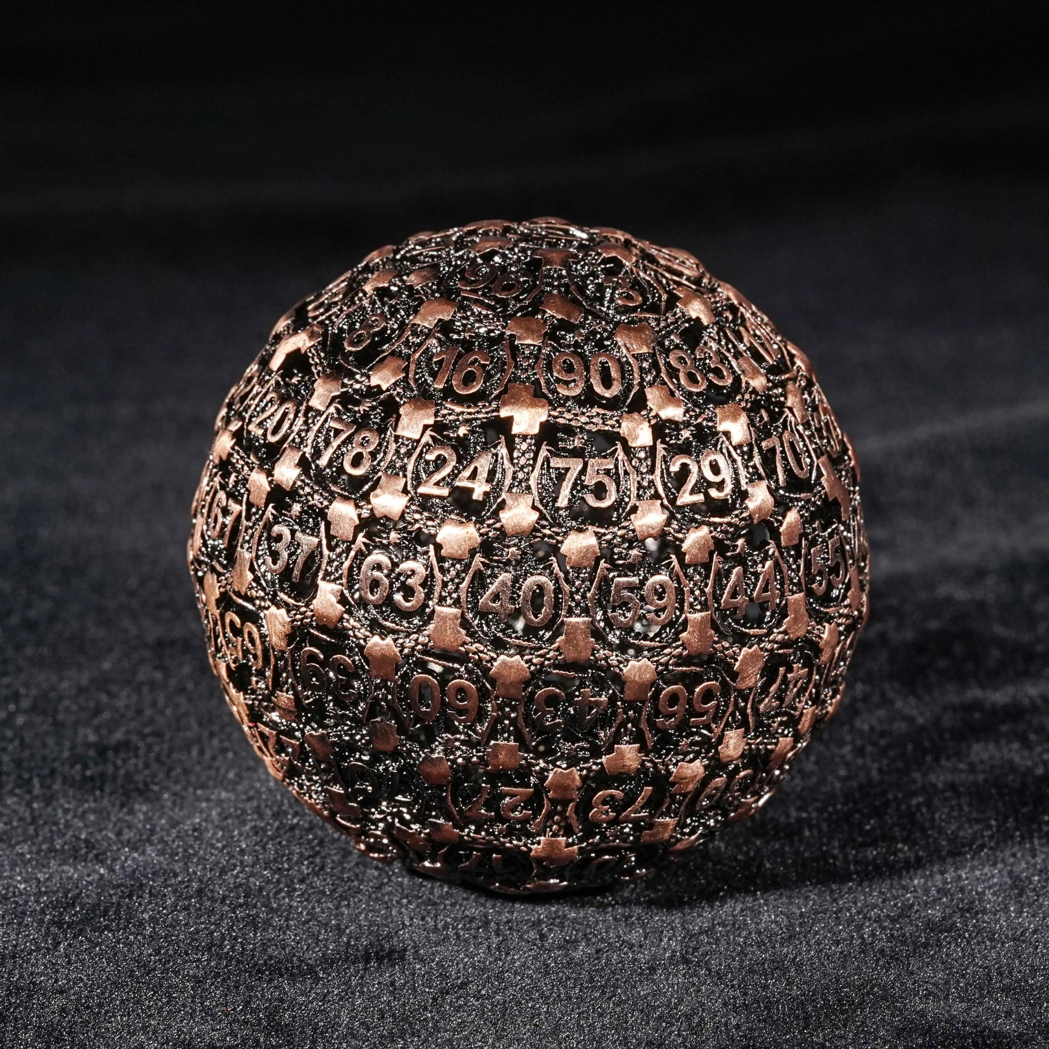 50mm vintage copper-colored 3D metal dragon hollow D100 dice, fine workmanship, very suitable for tabletop role-playing game dice | Bear Dice