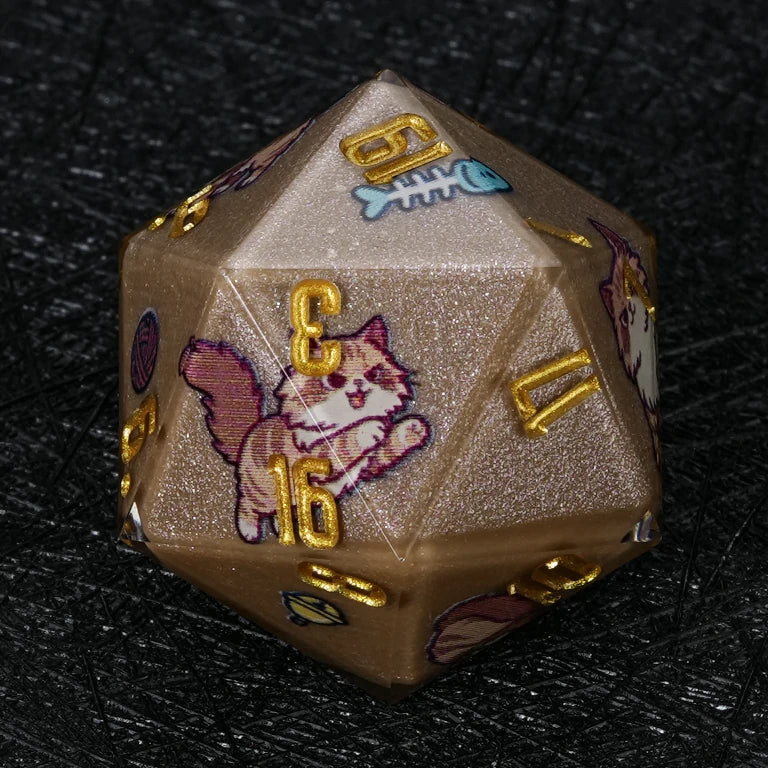 Kickstarter Dice — Siberian Cat Polyhedral DND Resin Dice Set