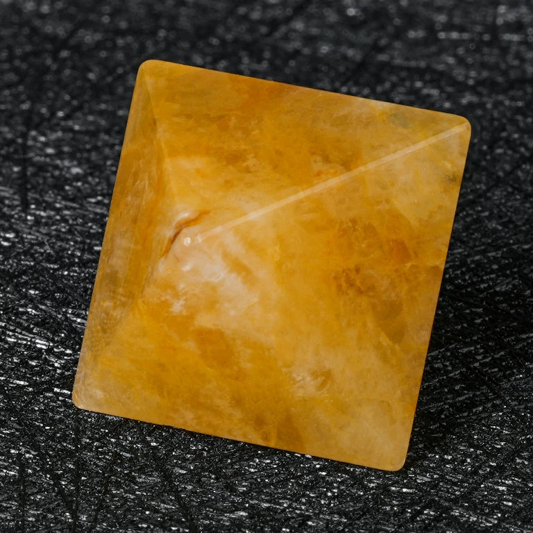 Custom Yellow Calcite Dice Set | Engraved Text, Logo & Numbers