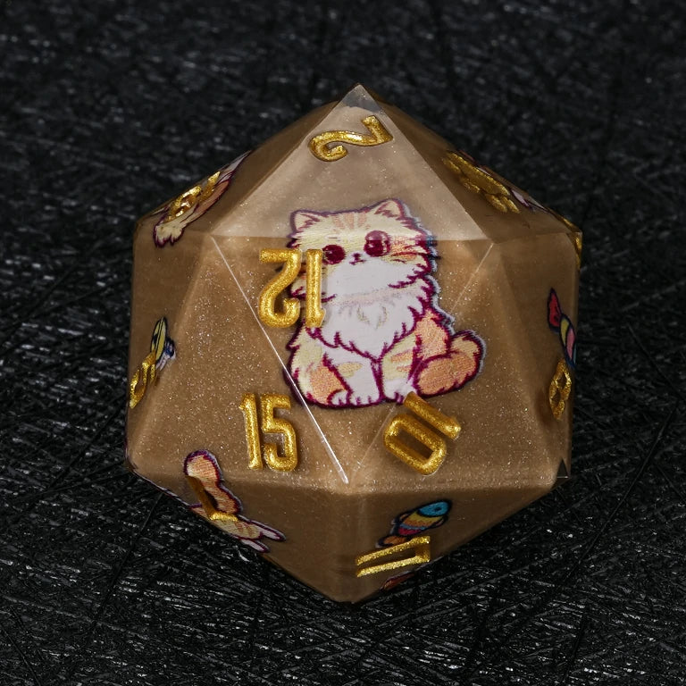 Kickstarter Dice — Cute Cat DND Resin Polyhedral Dice Set