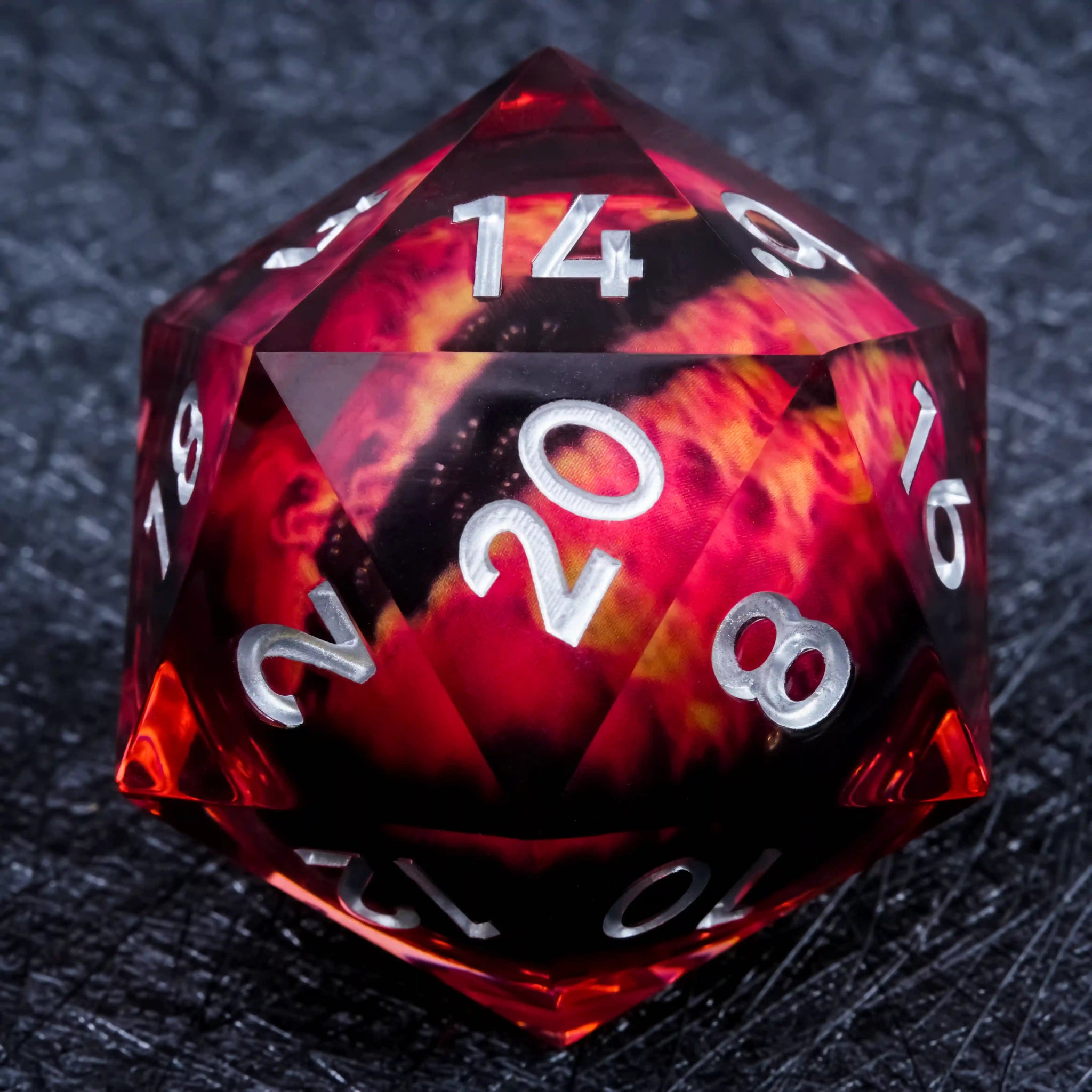 55mm Giant D20 Dice Resin Liquid Core Dragon Eye RPG Dice - Bear Dice