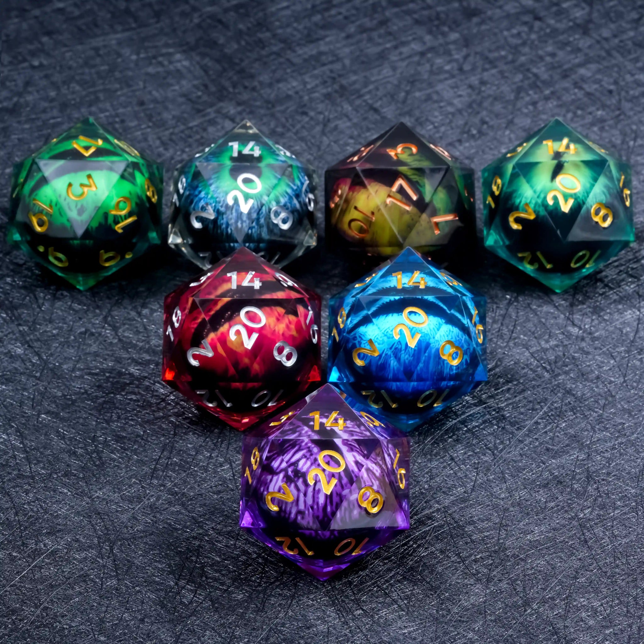 55mm Giant D20 Dice Resin Liquid Core Dragon Eye RPG Dice - Bear Dice