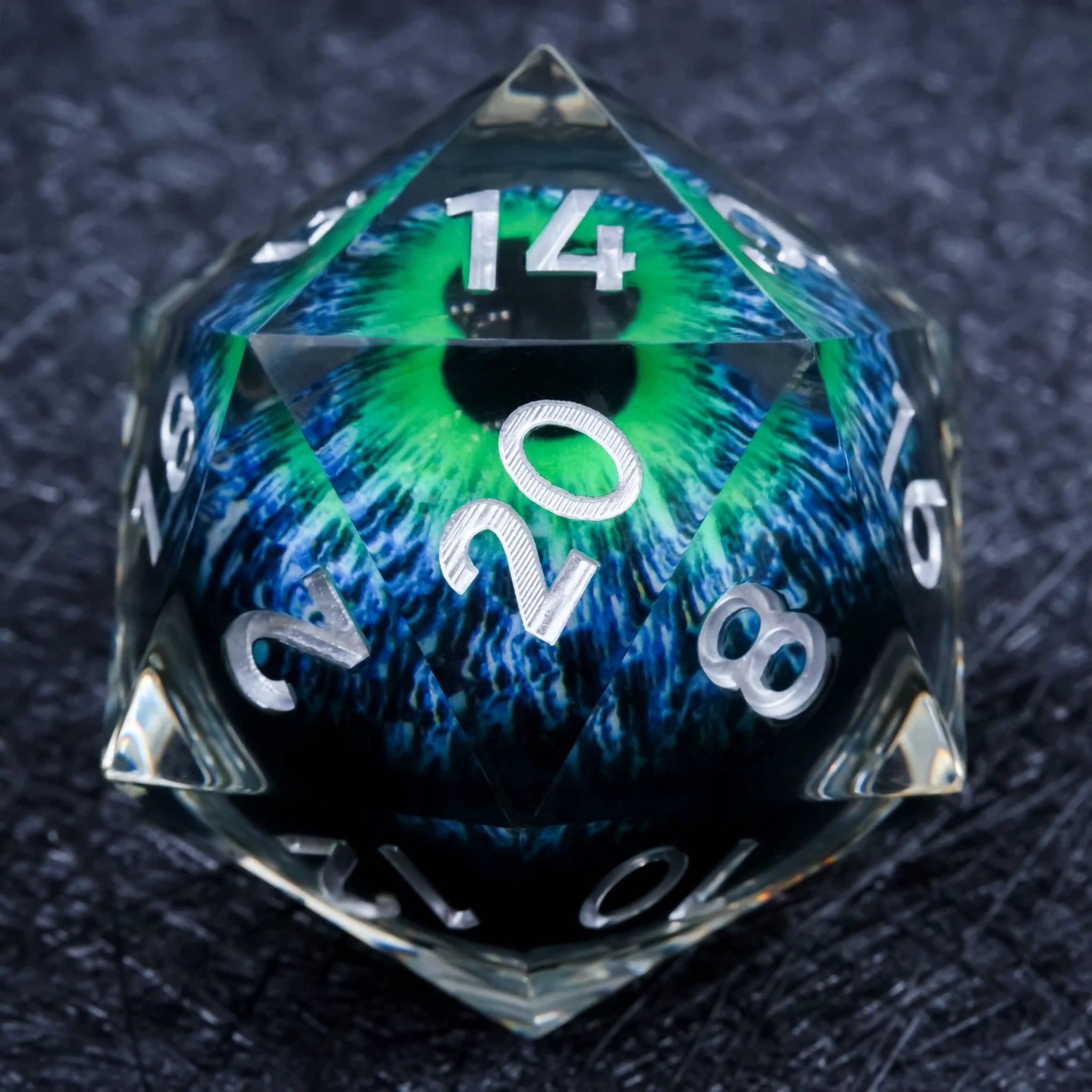 55mm Giant D20 Dice Resin Liquid Core Dragon Eye RPG Dice - Bear Dice