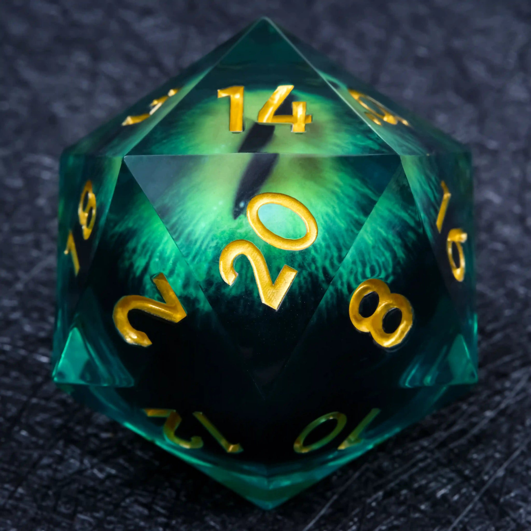 55mm Giant D20 Dice Resin Liquid Core Dragon Eye RPG Dice - Bear Dice