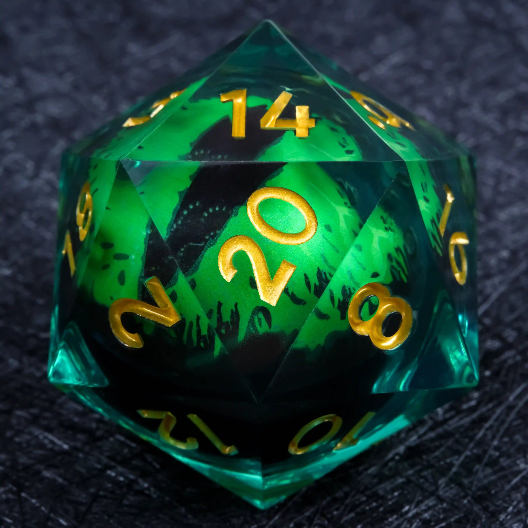 55mm Giant D20 Dice Resin Liquid Core Dragon Eye RPG Dice - Bear Dice